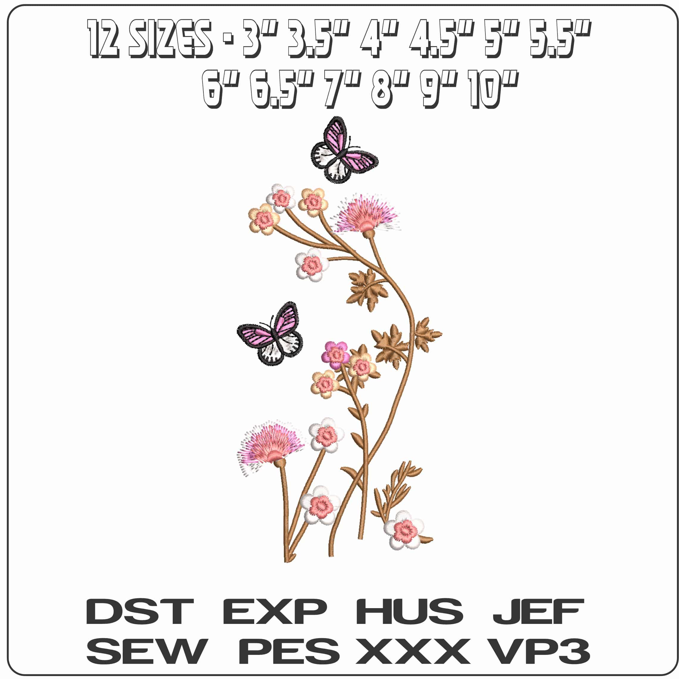 Simple flowers basic- Elegant embroidery design file - instant download — view 2