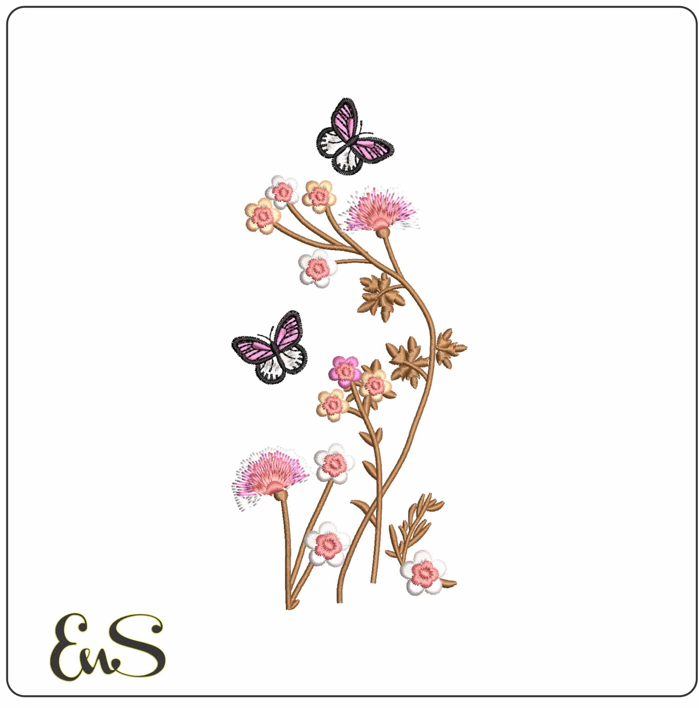 Simple flowers basic- Elegant embroidery design file - instant download