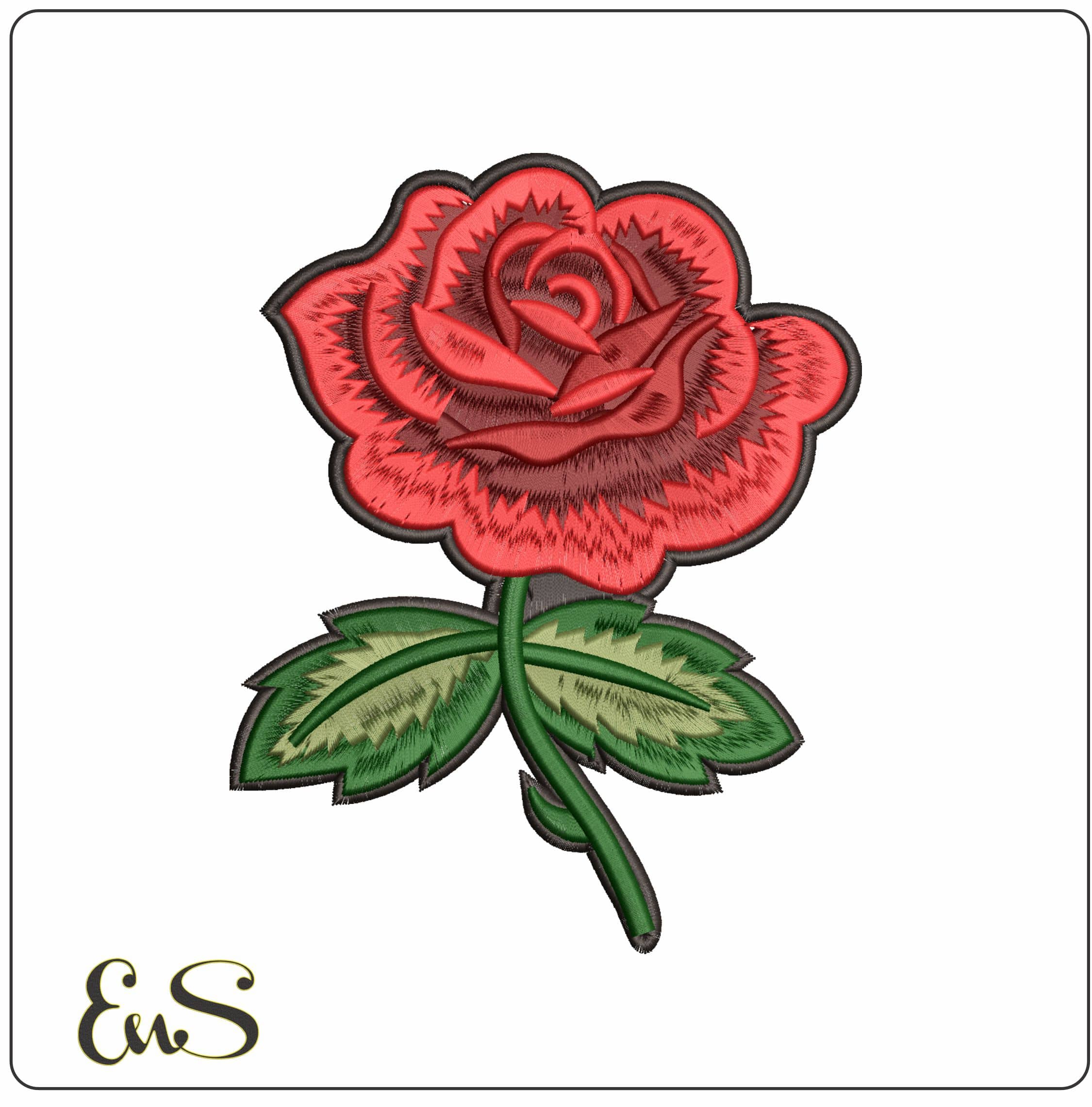 Single Stem Red Rose- Elegant embroidery design file - instant download