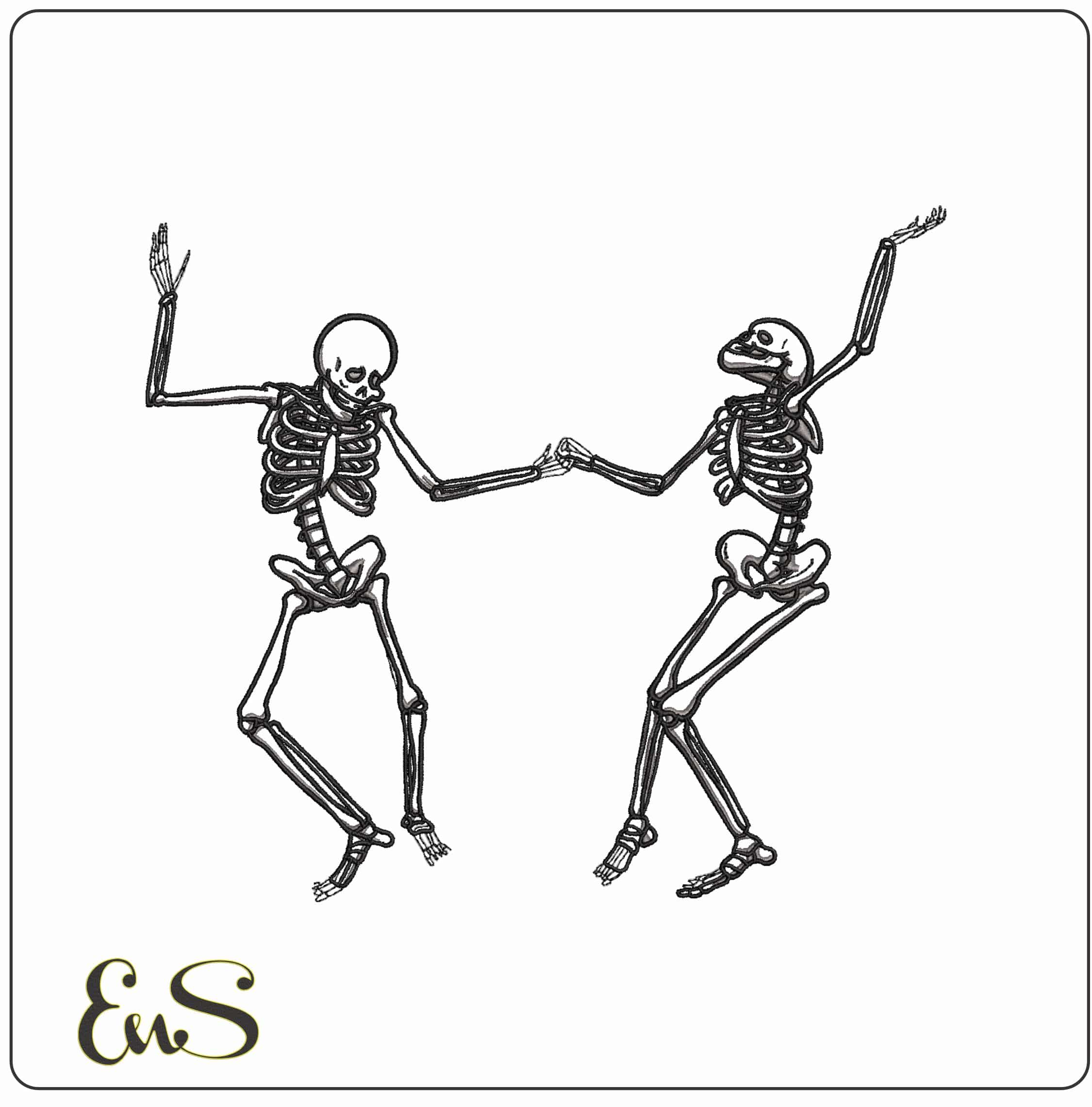 Skeletons dancing- Elegant embroidery design file - instant download