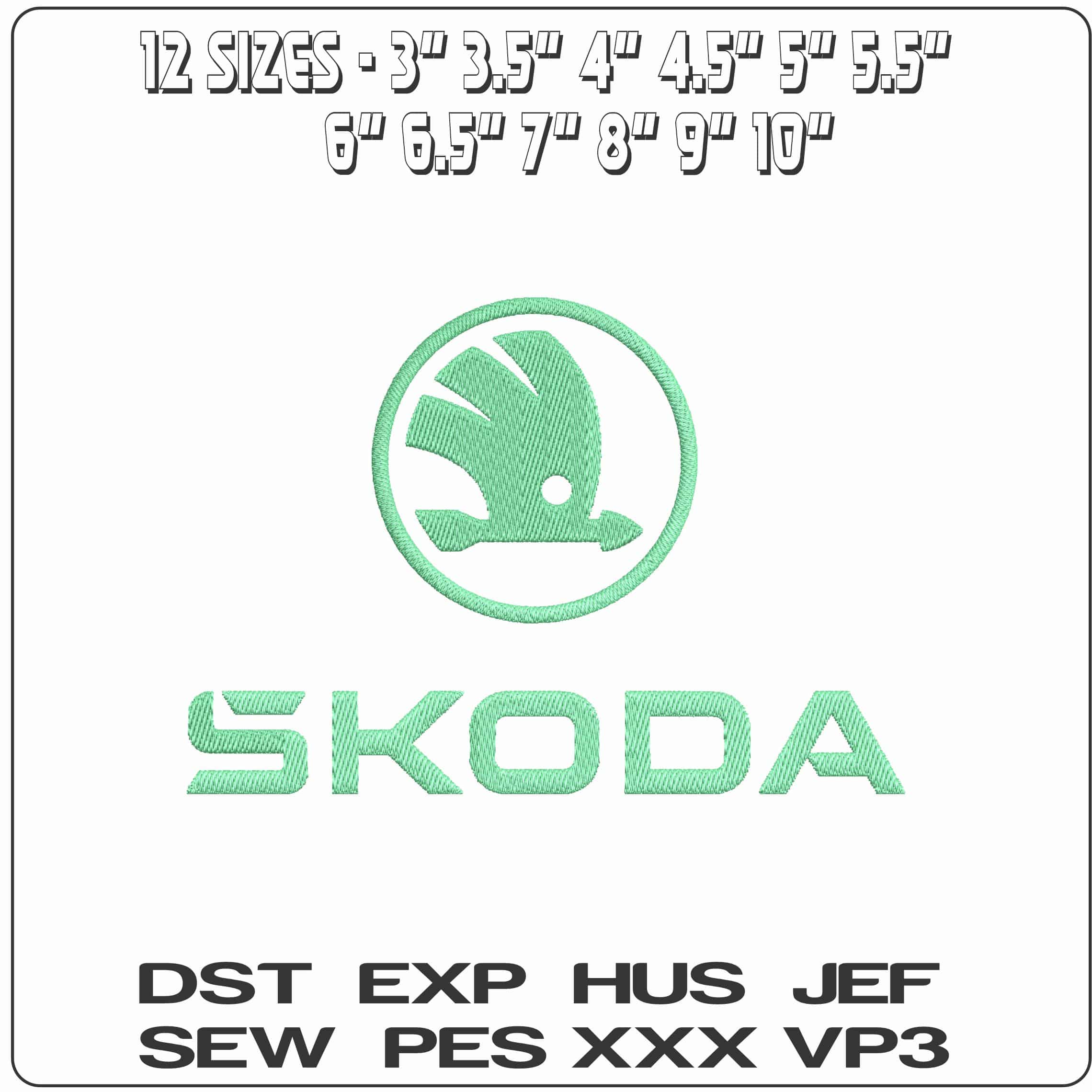 Skoda- Elegant embroidery design file - instant download — view 2