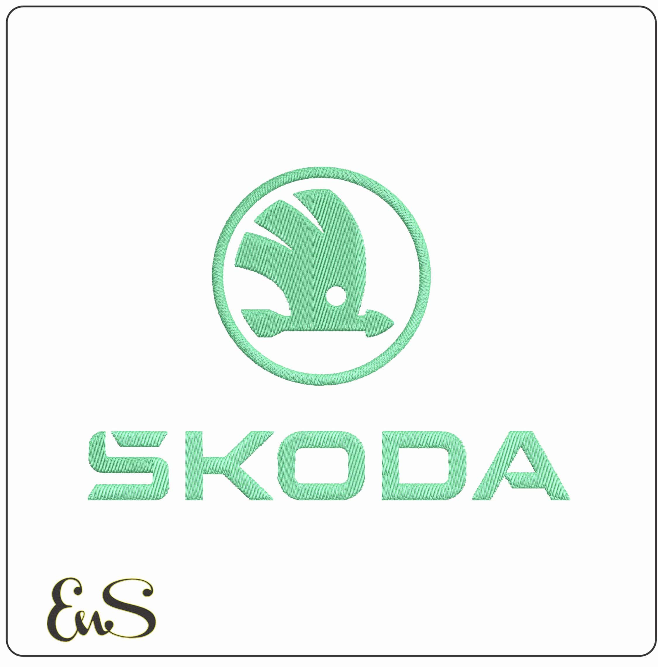 Skoda- Elegant embroidery design file - instant download