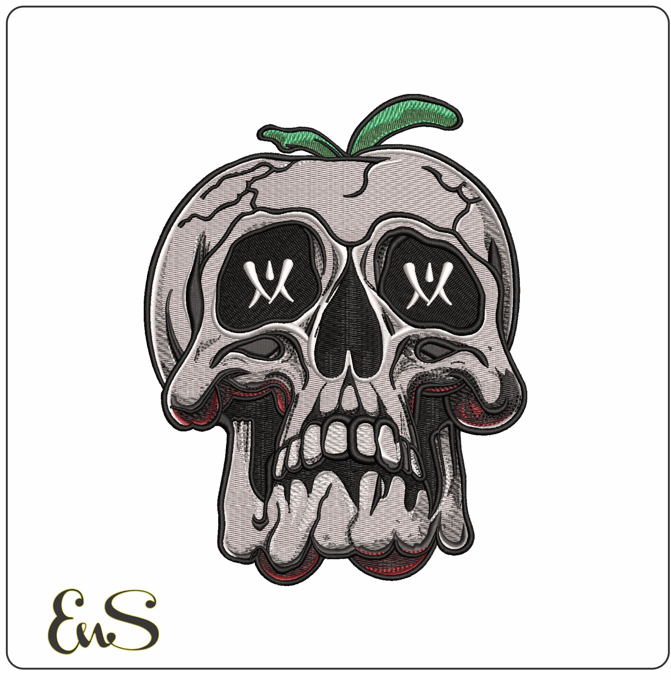 Skull with Leaves coming out- Elegant embroidery design file - instant download