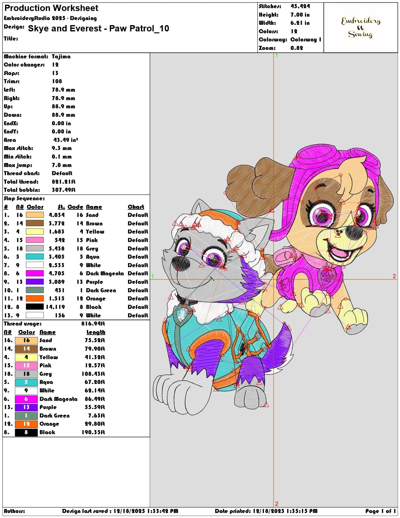 Skye and Everest Paw Patrol- Elegant embroidery design file - instant download — view 3