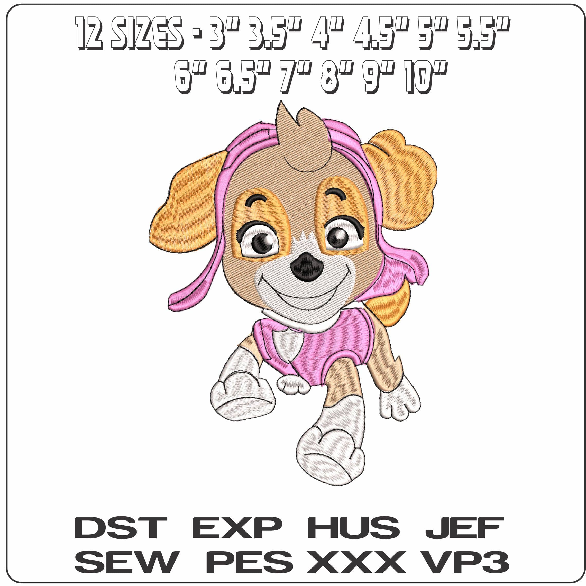 Skye running Paw Patrol- Elegant embroidery design file - instant download — view 2
