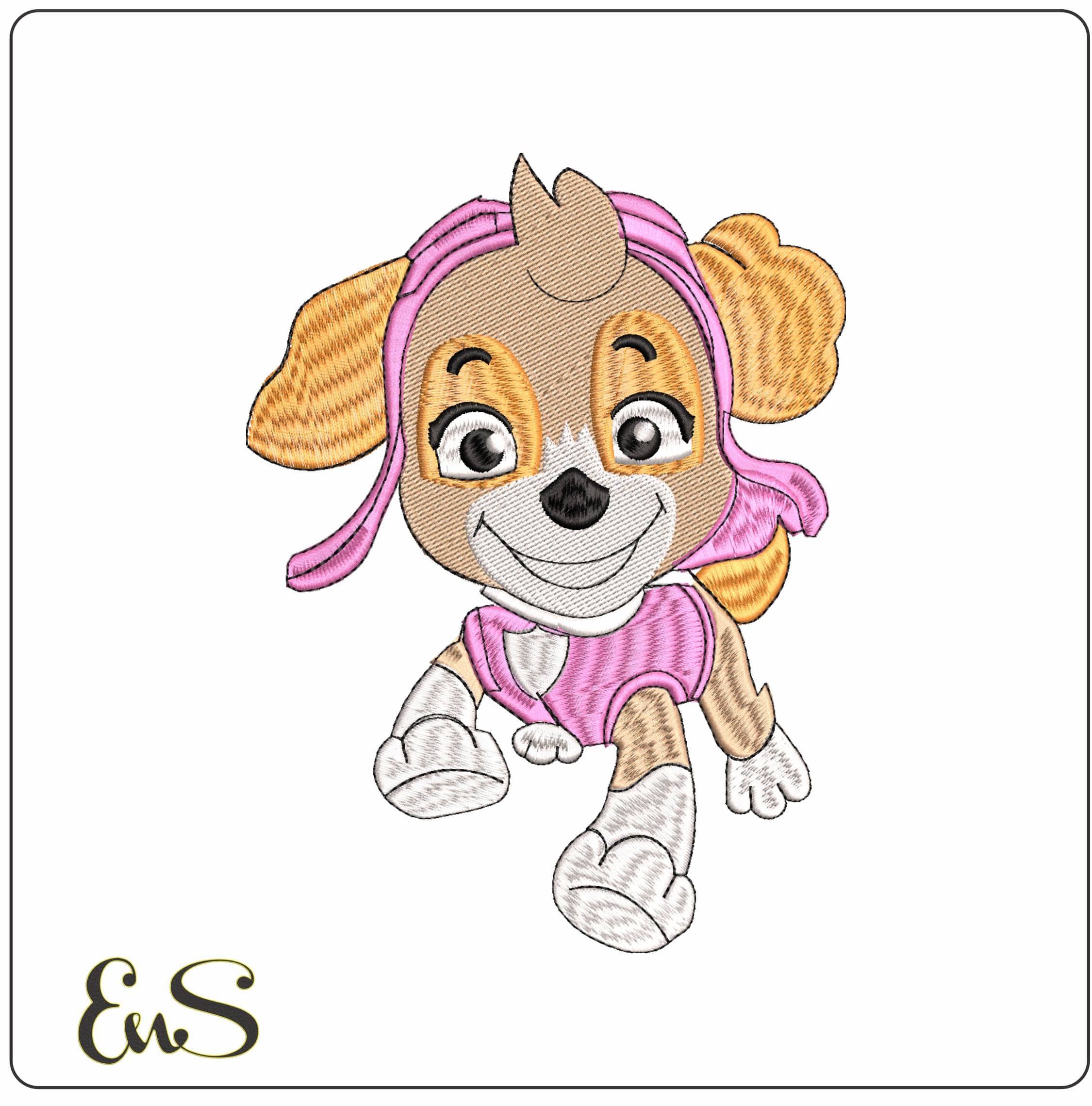 Skye running Paw Patrol- Elegant embroidery design file - instant download