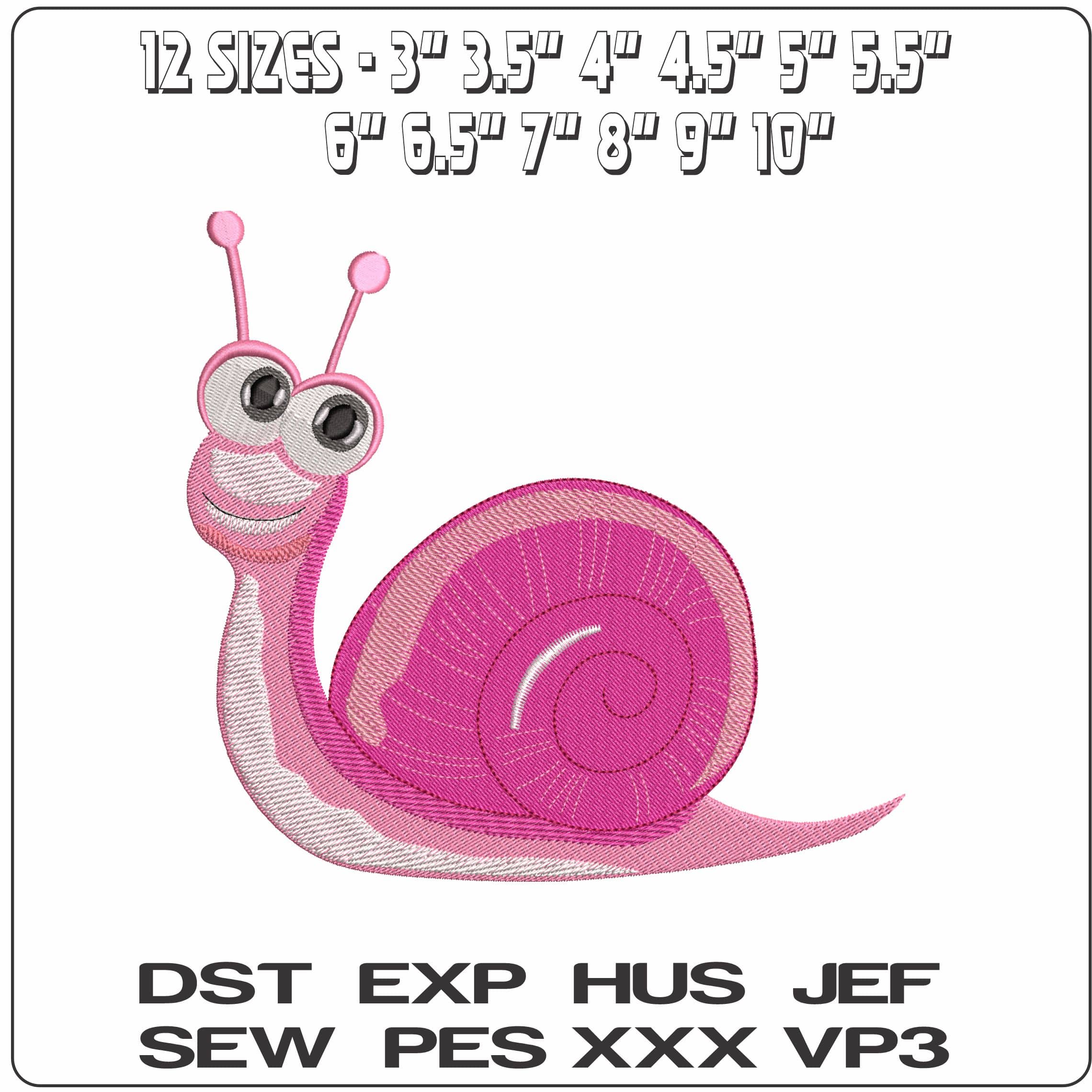 Snail Smiling with Boggle eyes- Elegant embroidery design file - instant download — view 2