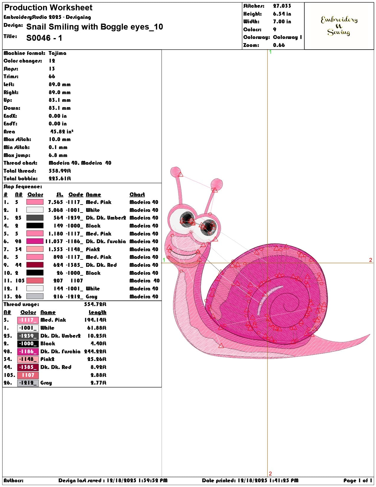 Snail Smiling with Boggle eyes- Elegant embroidery design file - instant download — view 3