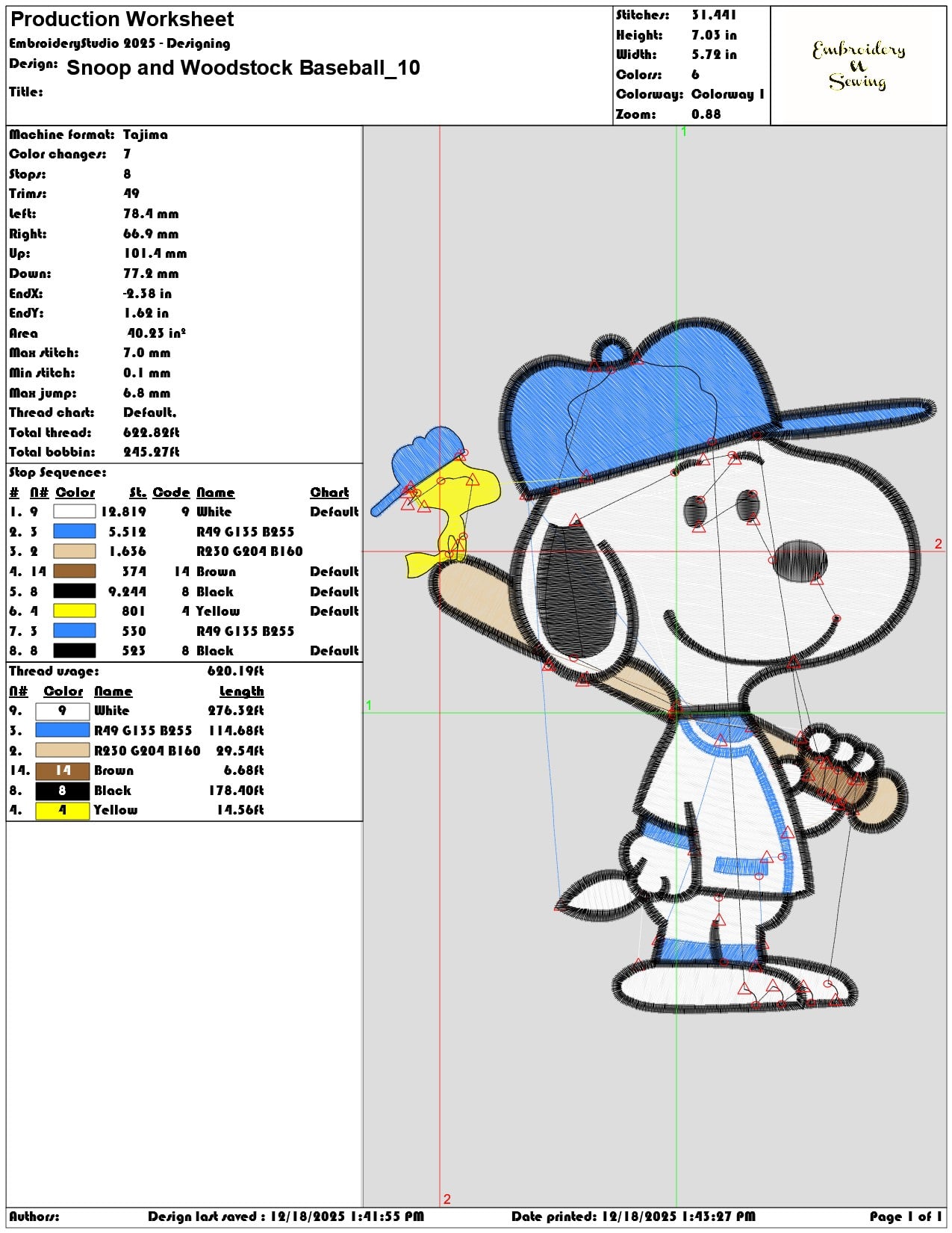Snoop and Woodstock Baseball- Elegant embroidery design file - instant download — view 3