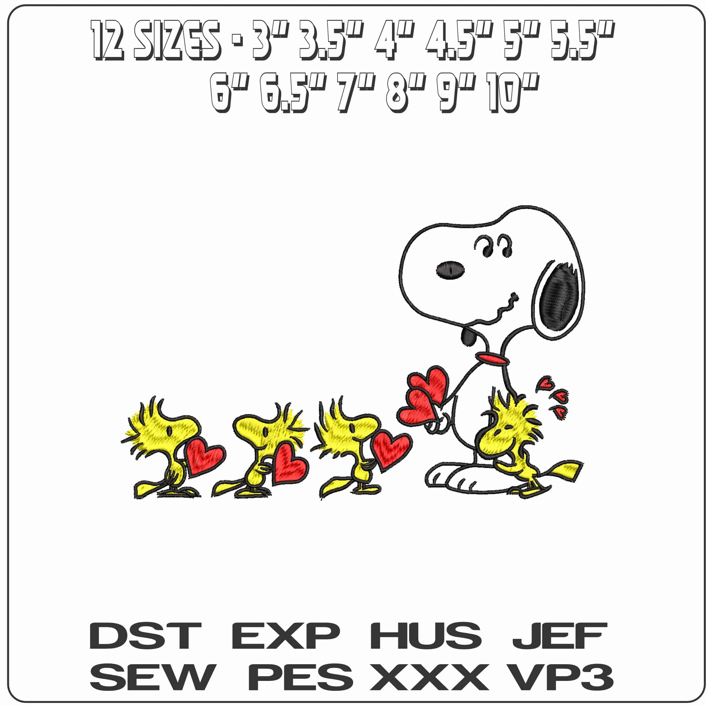 Snoopy and Woodstocks Love- Elegant embroidery design file - instant download — view 2