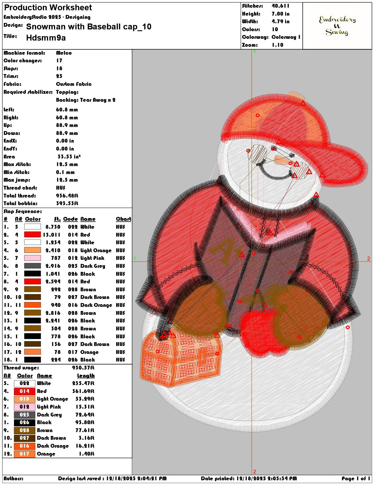 Snowman with Baseball cap- Elegant embroidery design file - instant download — view 3