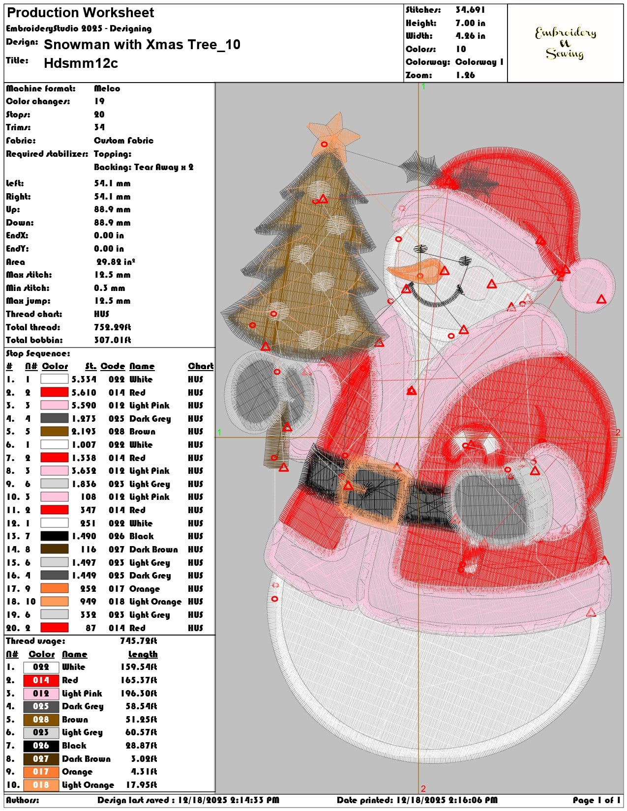 Snowman with Xmas Tree- Elegant embroidery design file - instant download — view 3
