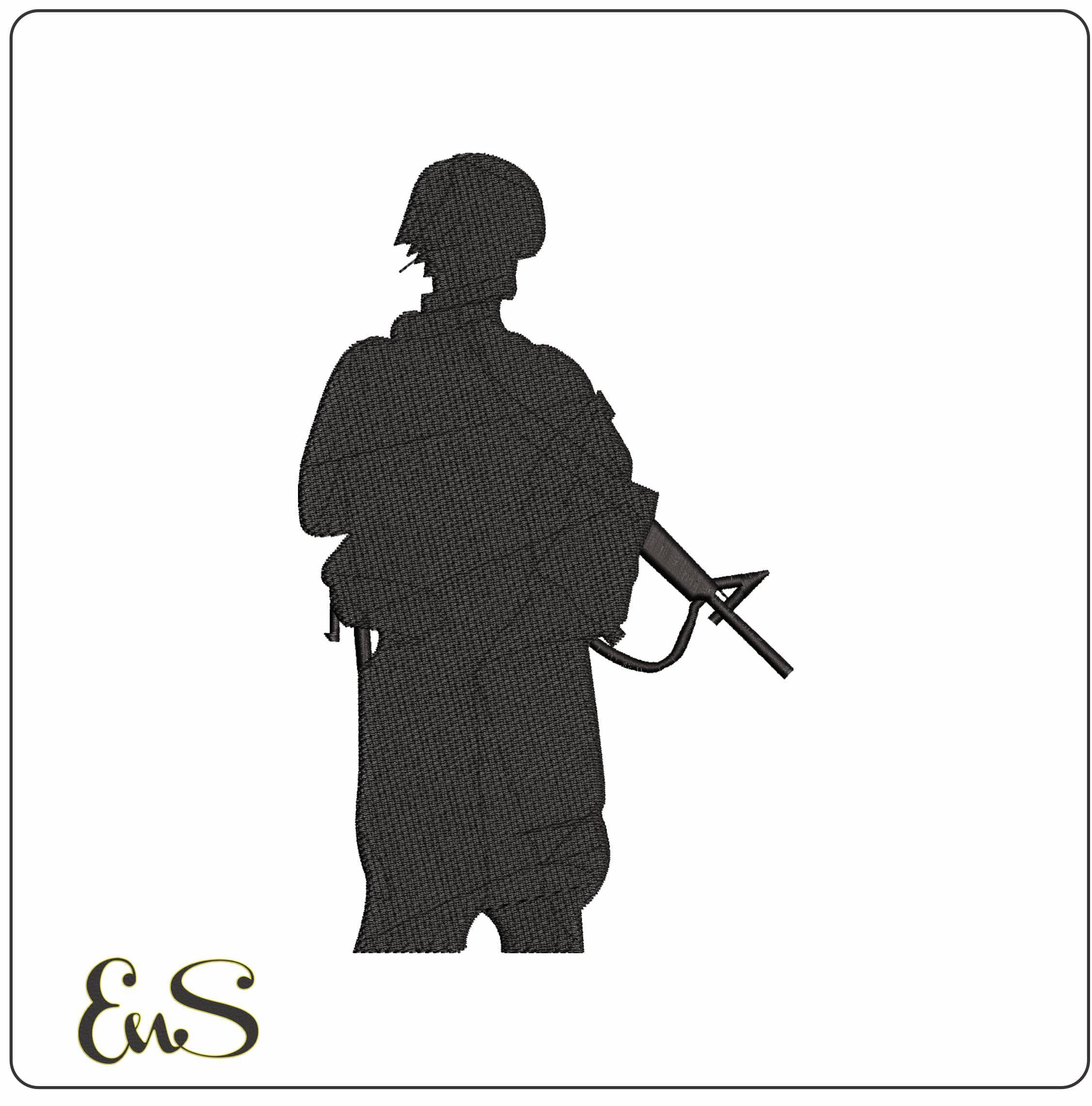Soldier Shilotte- Elegant embroidery design file - instant download