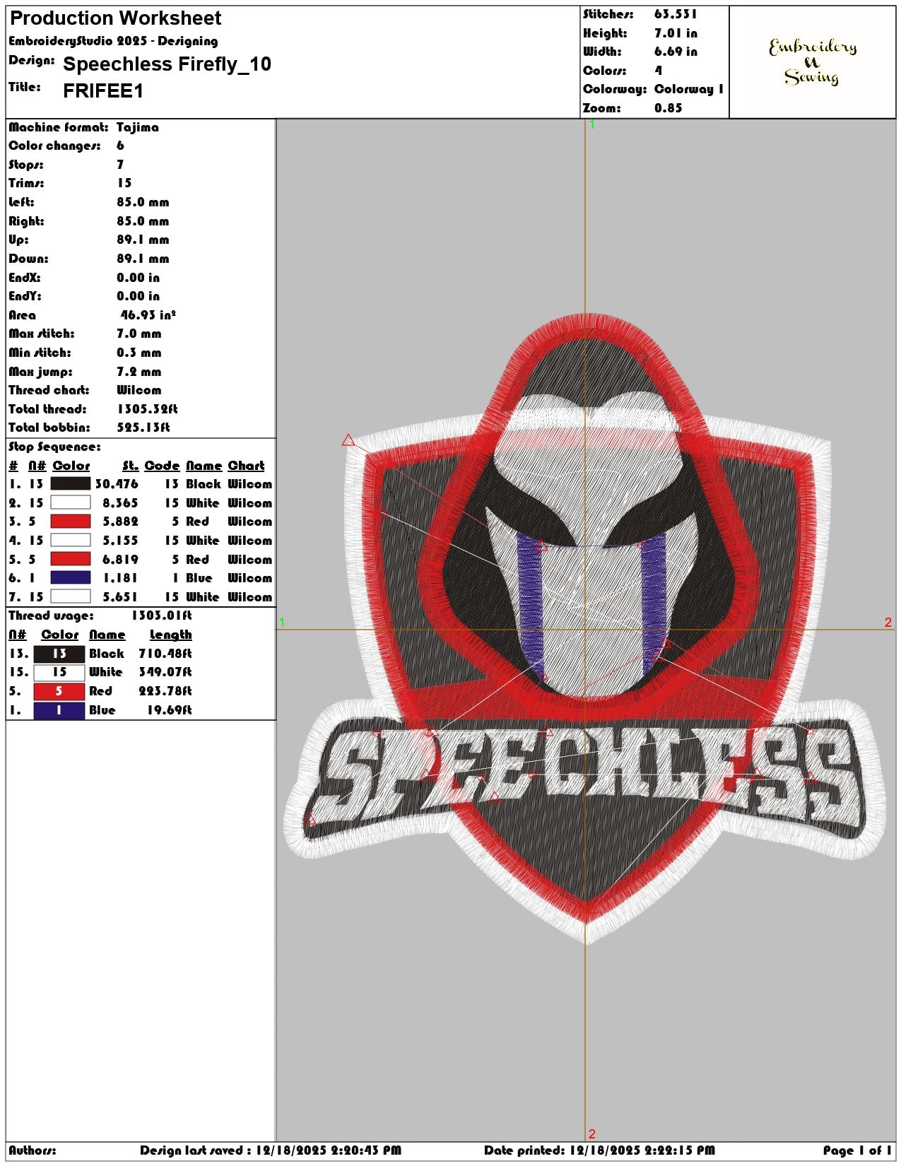 Speechless Firefly- Elegant embroidery design file - instant download — view 3