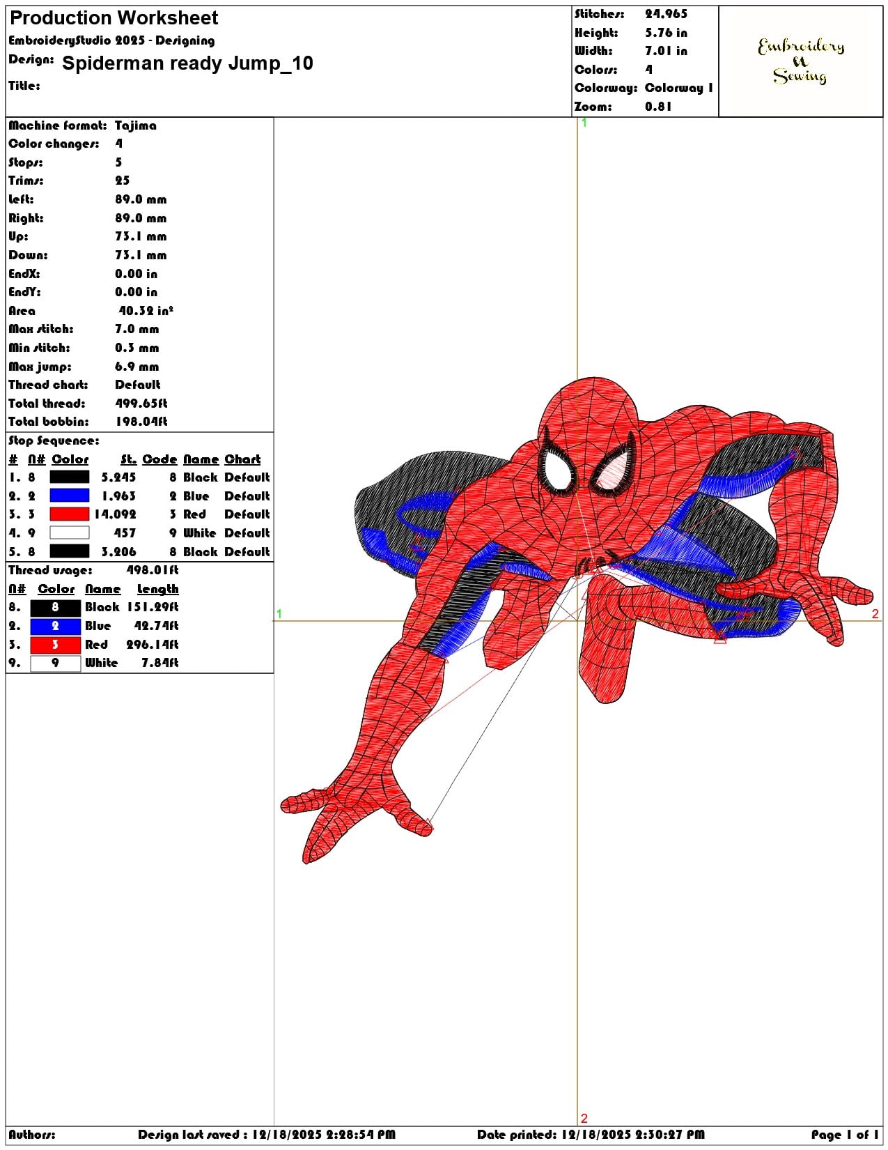 Spiderman ready Jump- Elegant embroidery design file - instant download — view 3