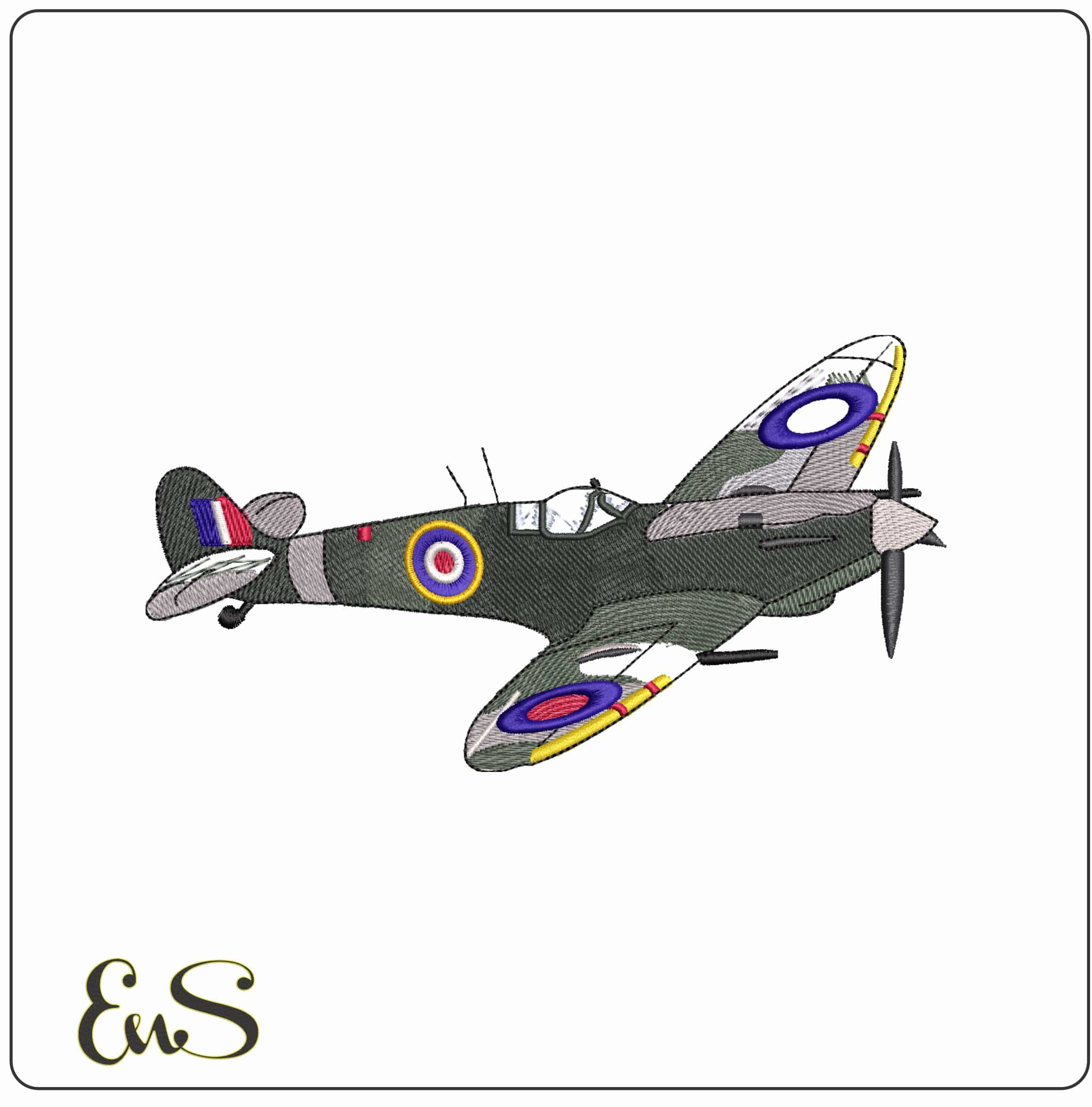 Spitfire Plane- Elegant embroidery design file - instant download
