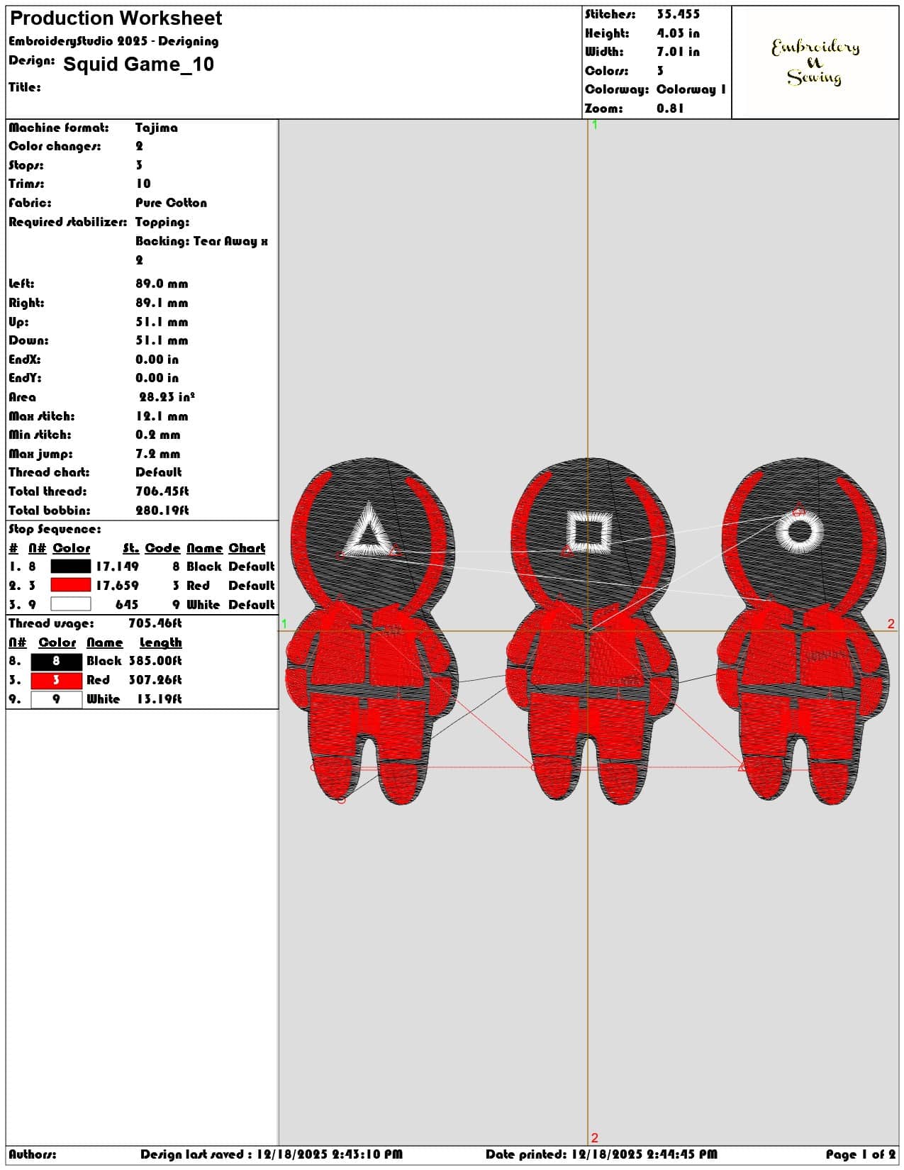 Squid Game- Elegant embroidery design file - instant download — view 3