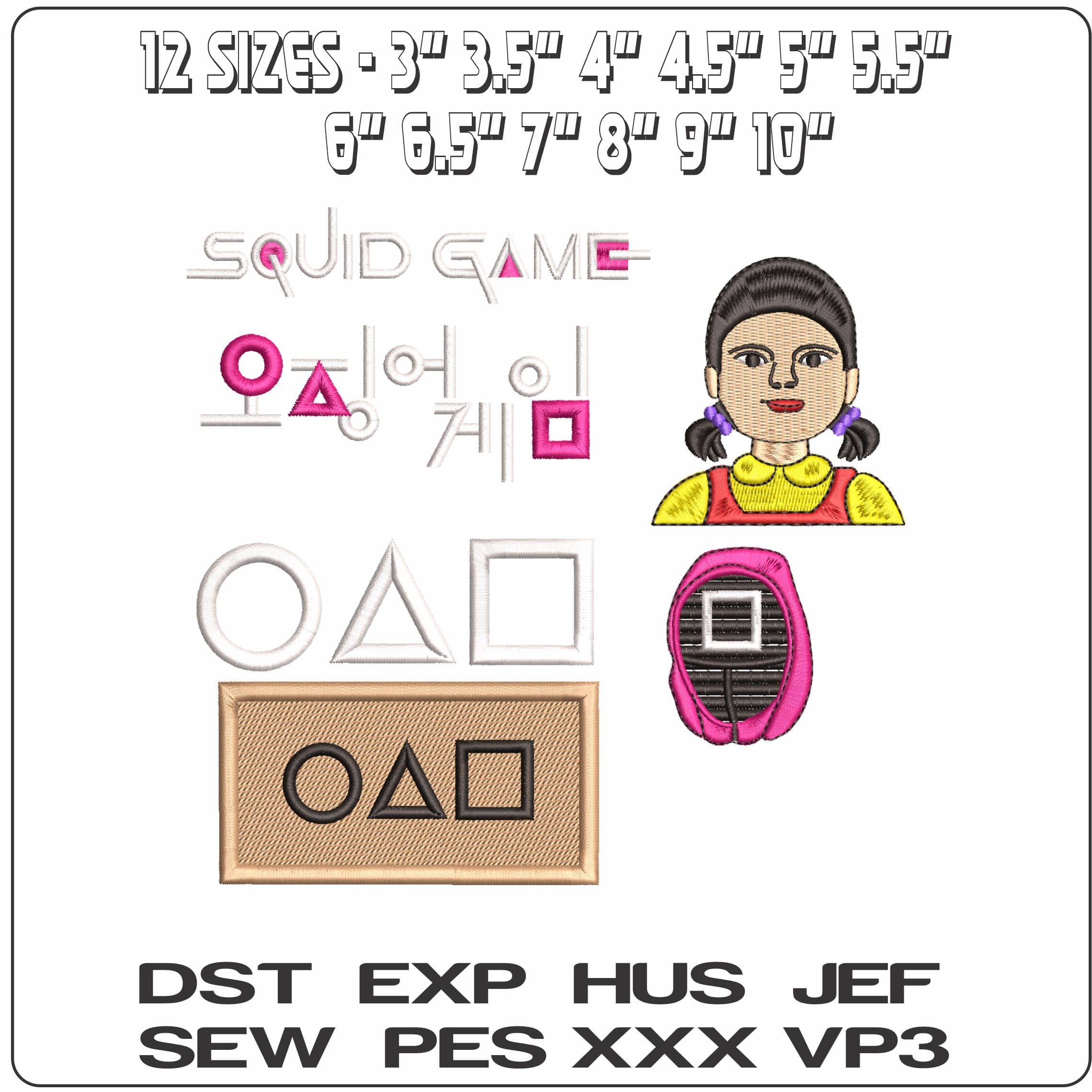 Squid Games Diagram- Elegant embroidery design file - instant download — view 2