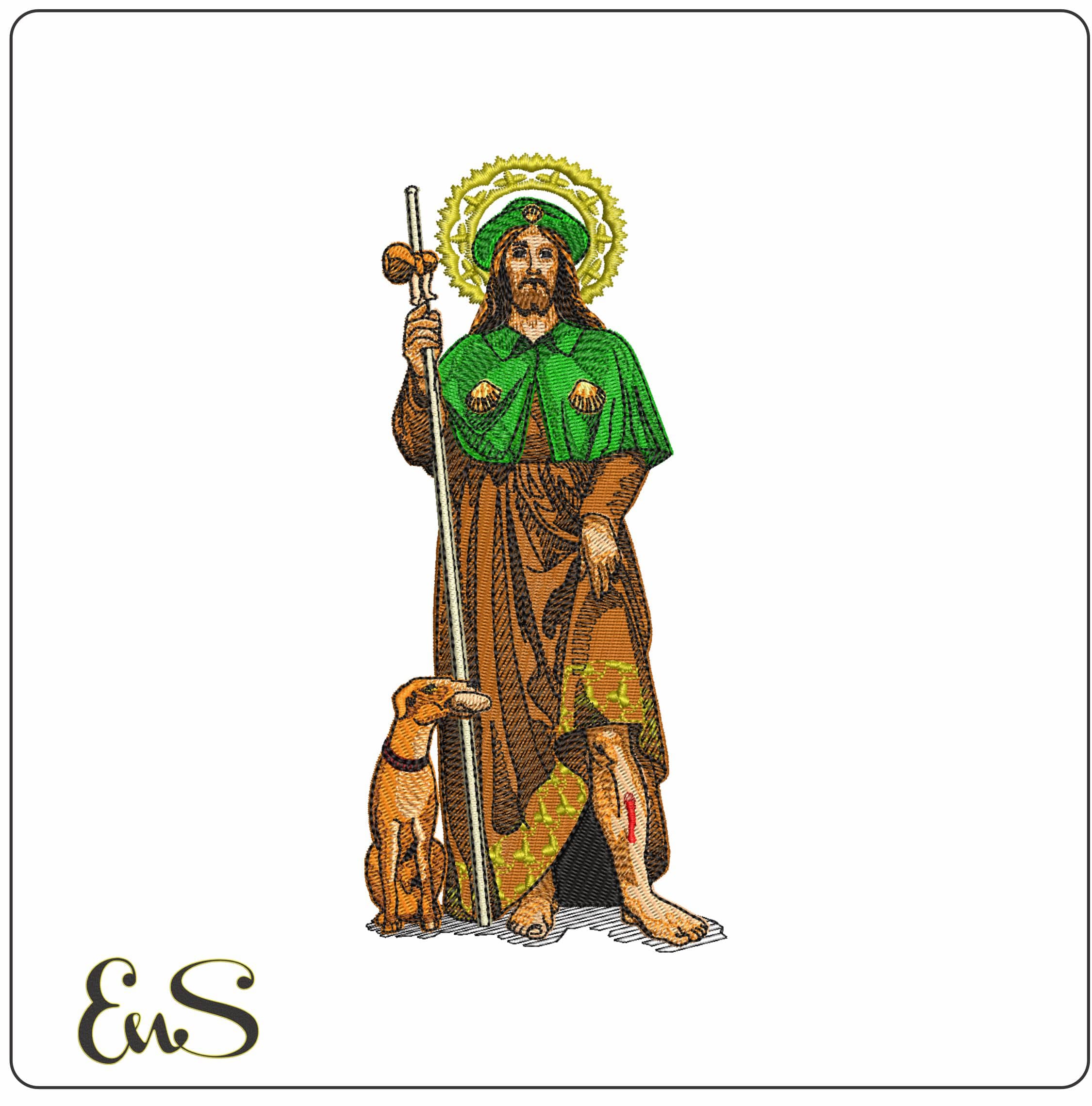 St San Roque Sick and Dogs- Elegant embroidery design file - instant download