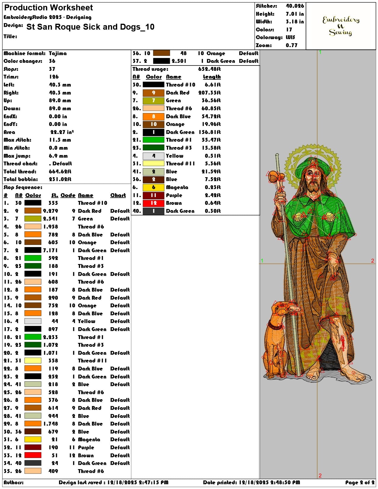 St San Roque Sick and Dogs- Elegant embroidery design file - instant download — view 3