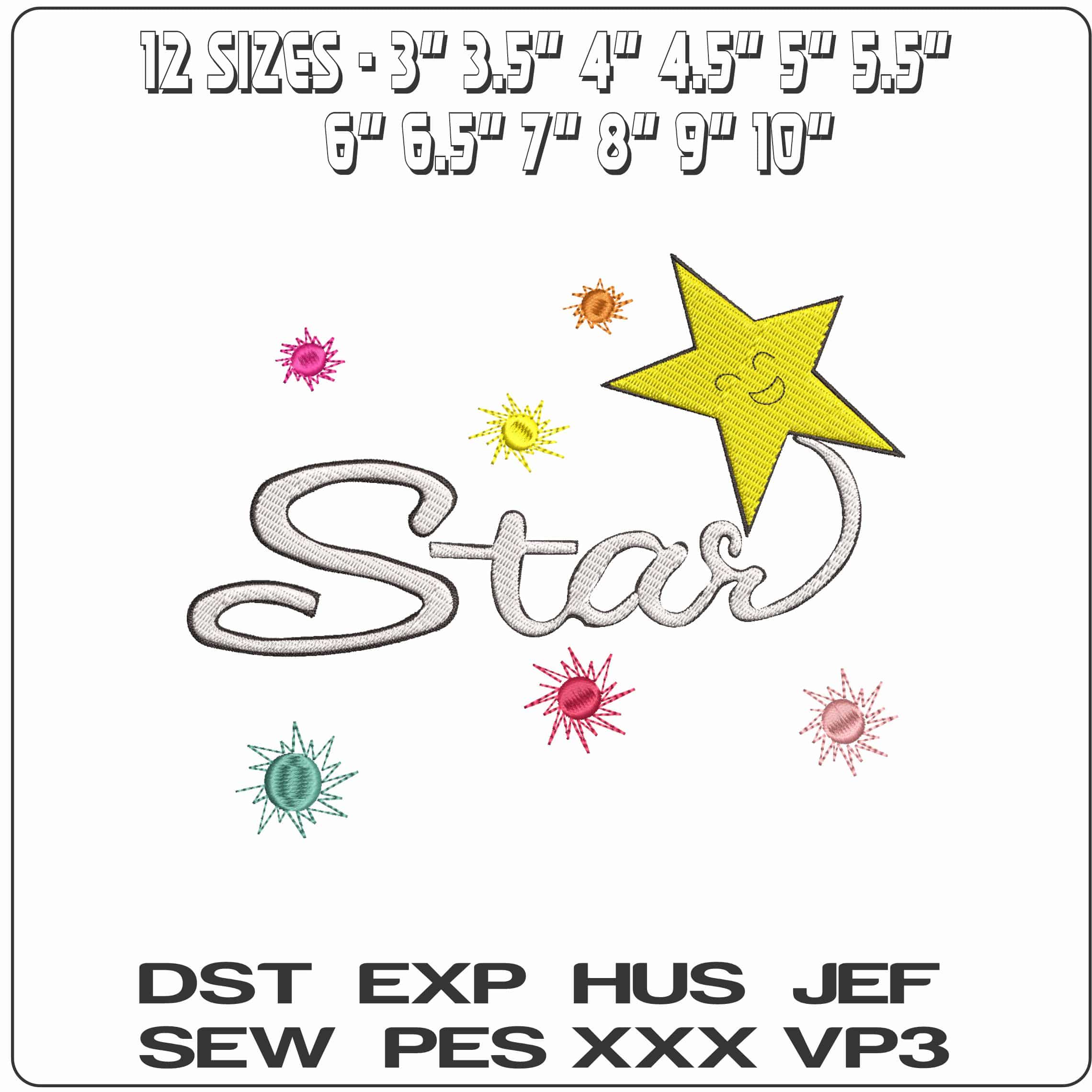 Star- Elegant embroidery design file - instant download — view 2