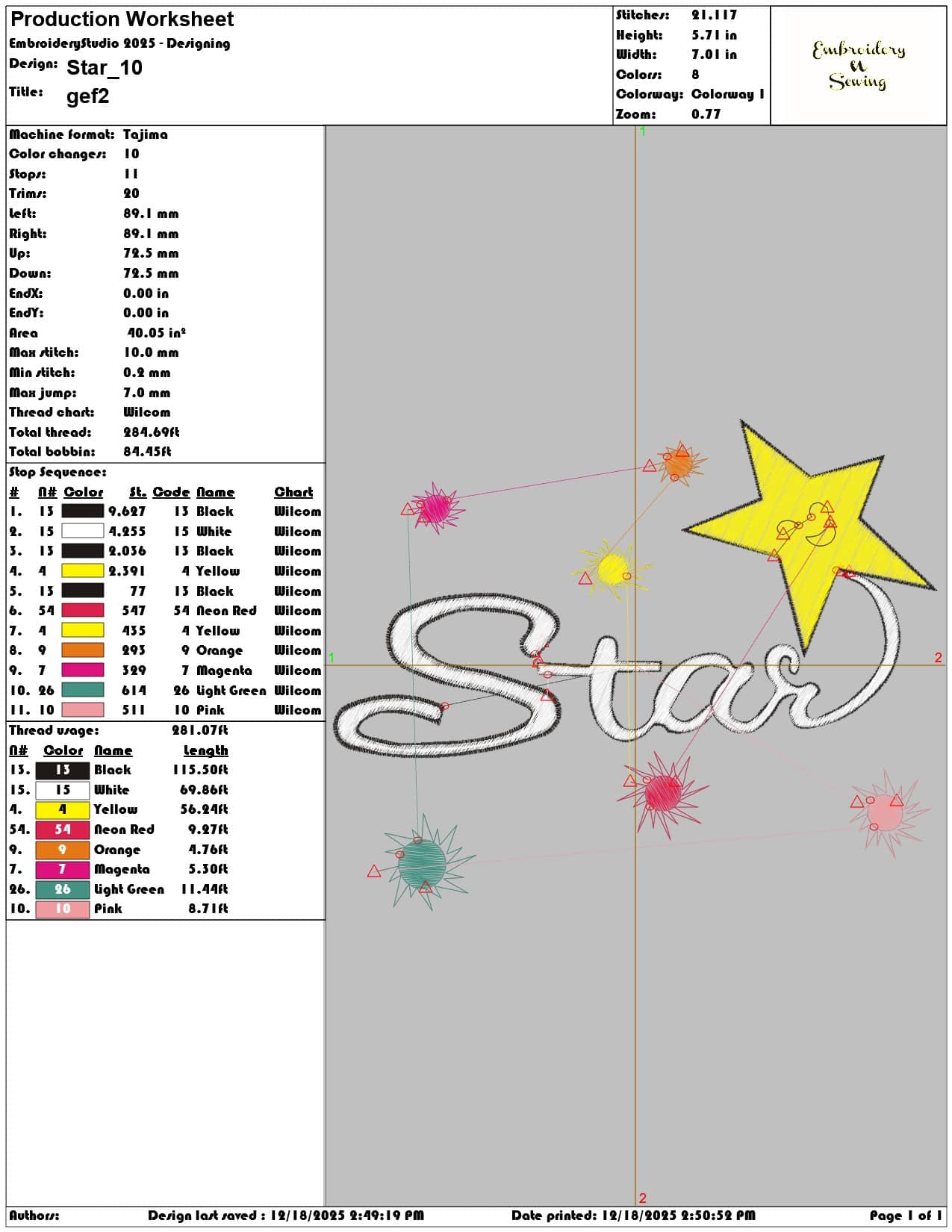 Star- Elegant embroidery design file - instant download — view 3