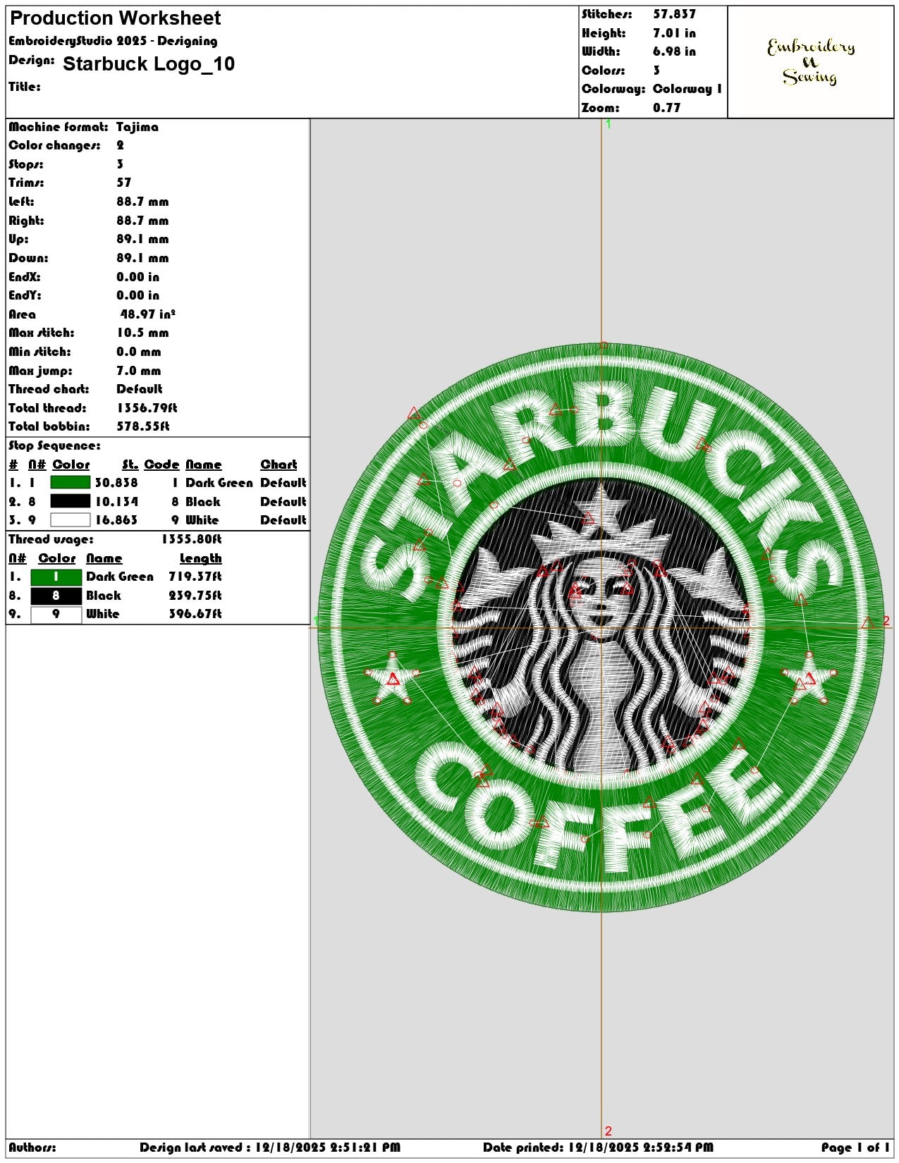 Starbuck Logo- Elegant embroidery design file - instant download — view 3