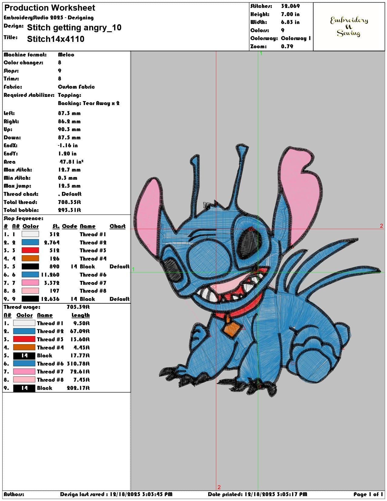 Stitch getting angry- Elegant embroidery design file - instant download — view 3