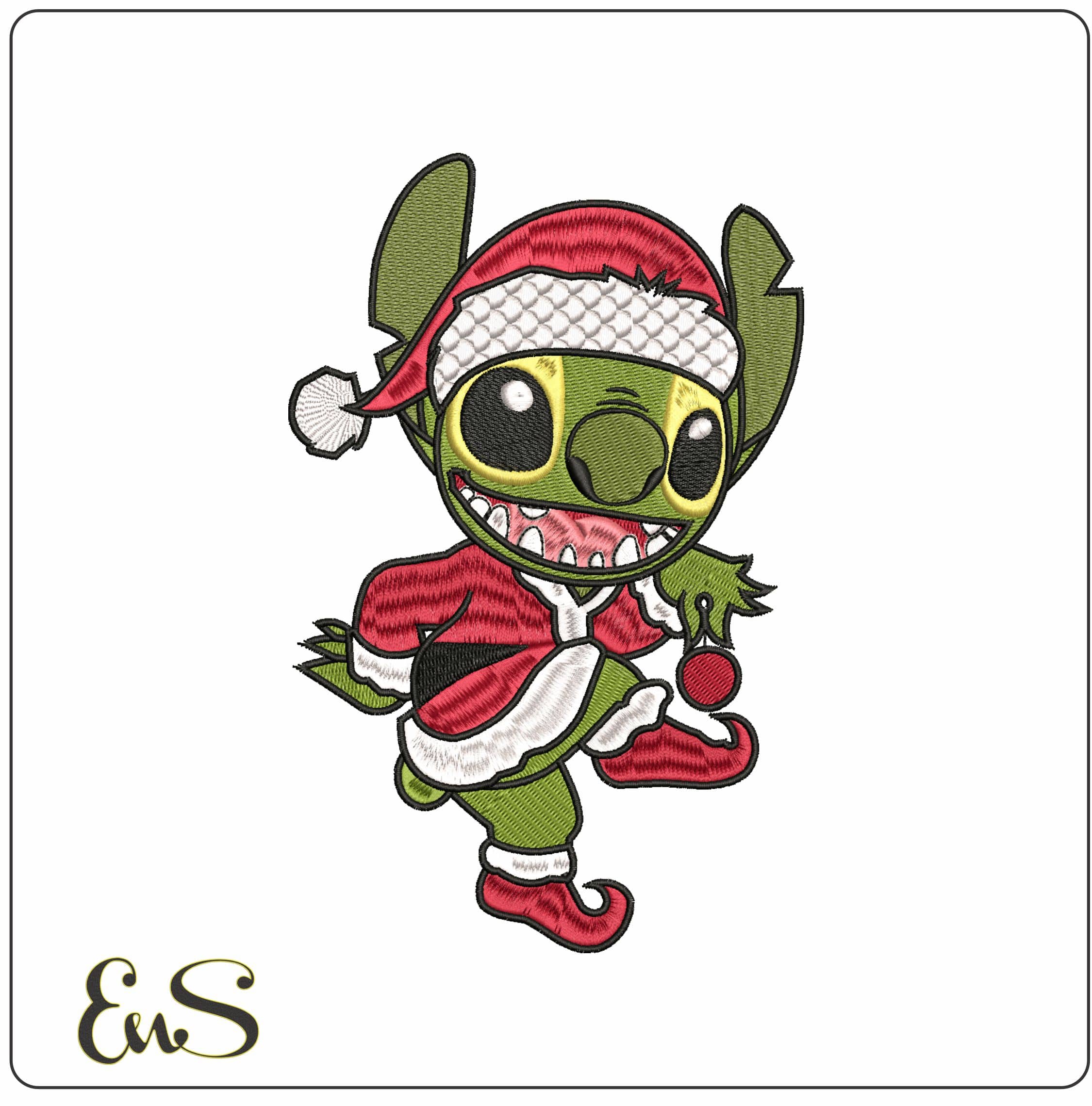 Stitch Grinch- Elegant embroidery design file - instant download