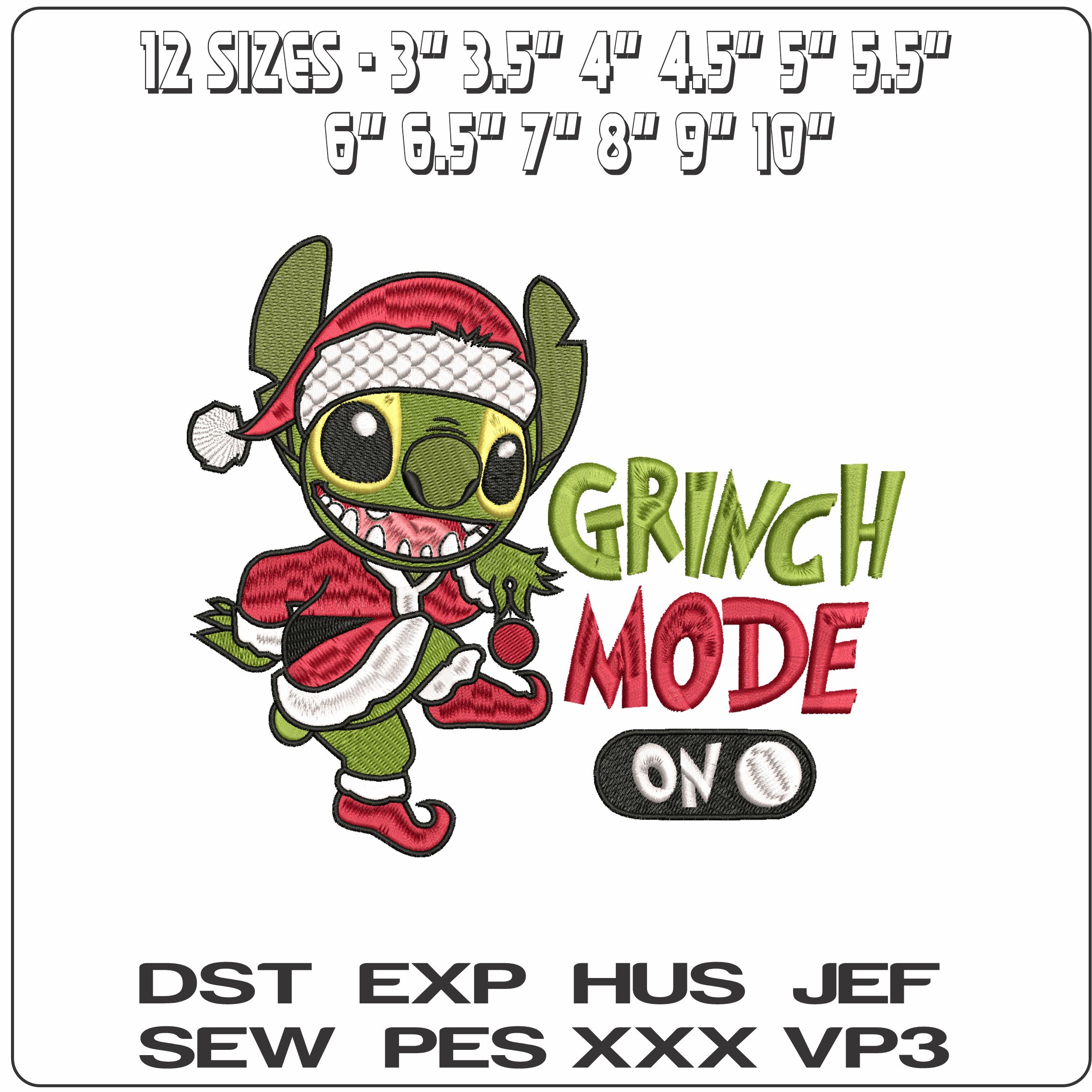 Stitch Grinch Mode Switch- Elegant embroidery design file - instant download — view 2