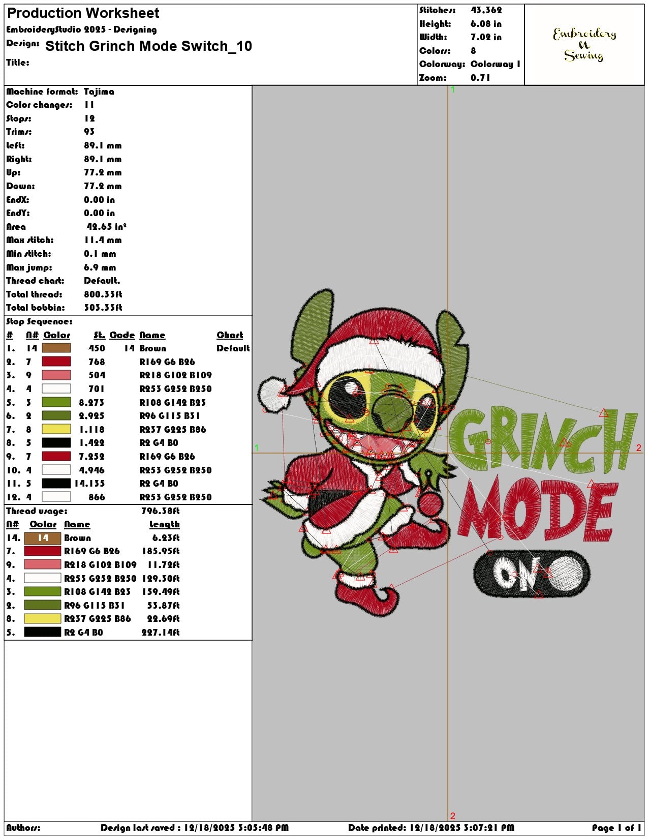 Stitch Grinch Mode Switch- Elegant embroidery design file - instant download — view 3