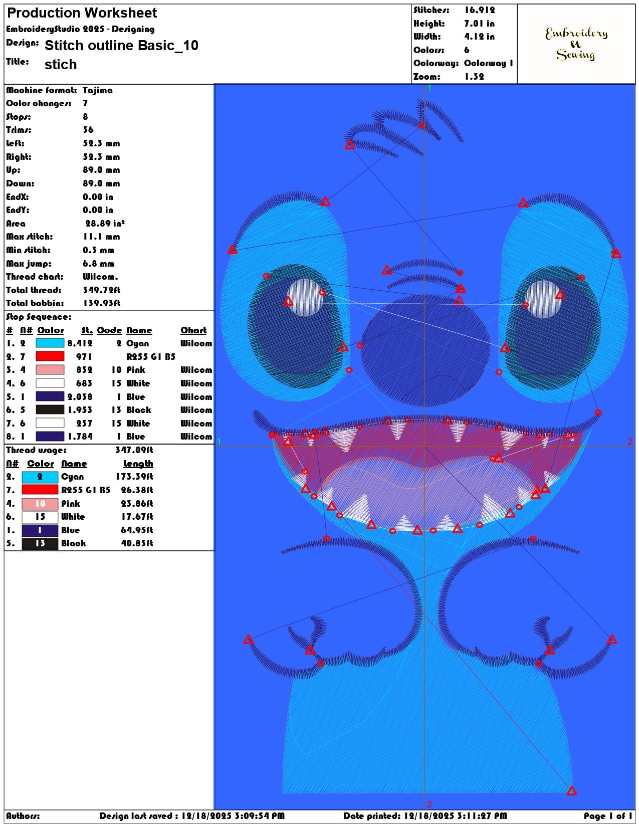 Stitch outline Basic- Elegant embroidery design file - instant download — view 3