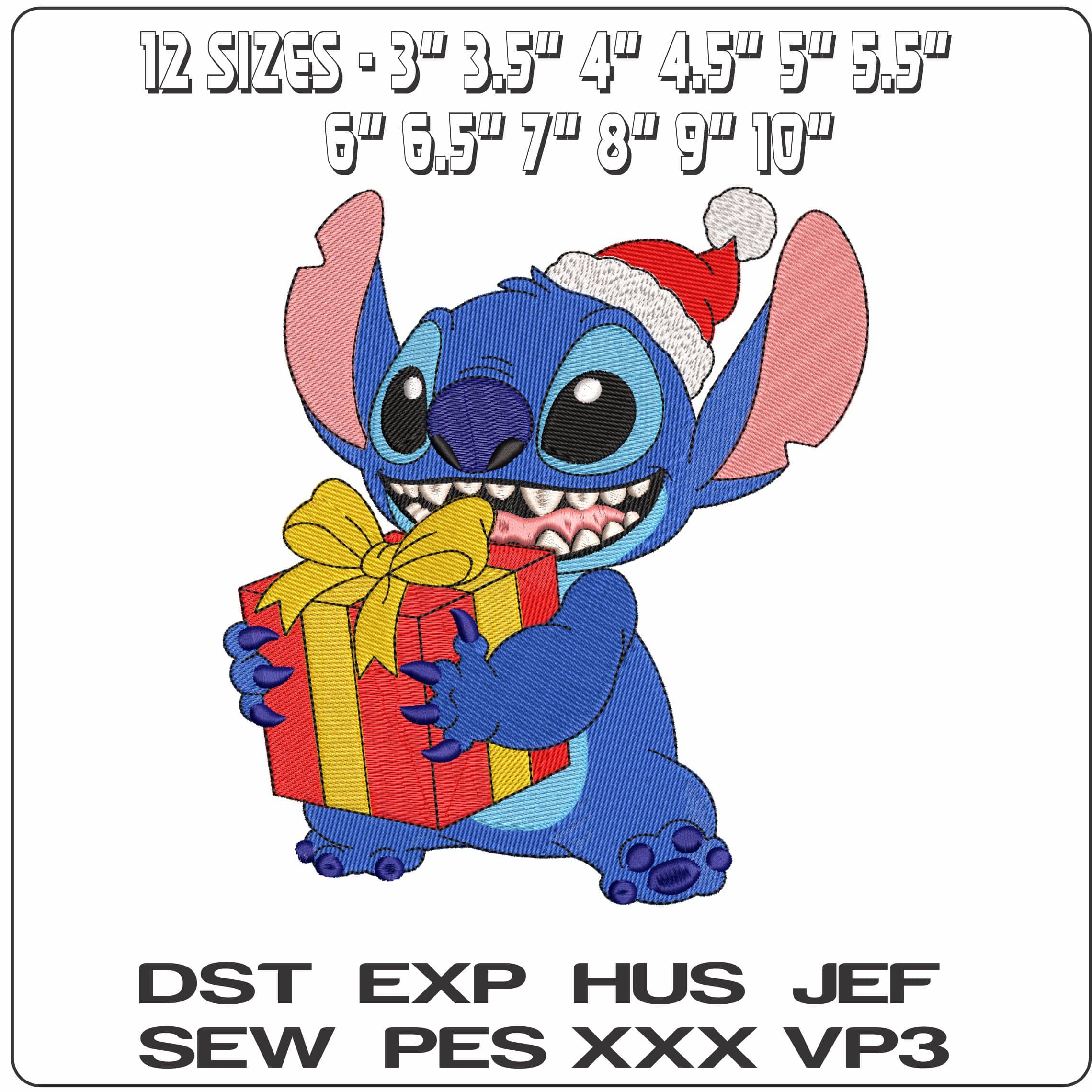 Stitch with Christmas Present- Elegant embroidery design file - instant download — view 2