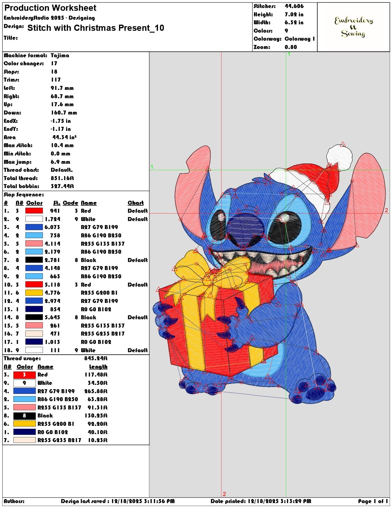 Stitch with Christmas Present- Elegant embroidery design file - instant download — view 3