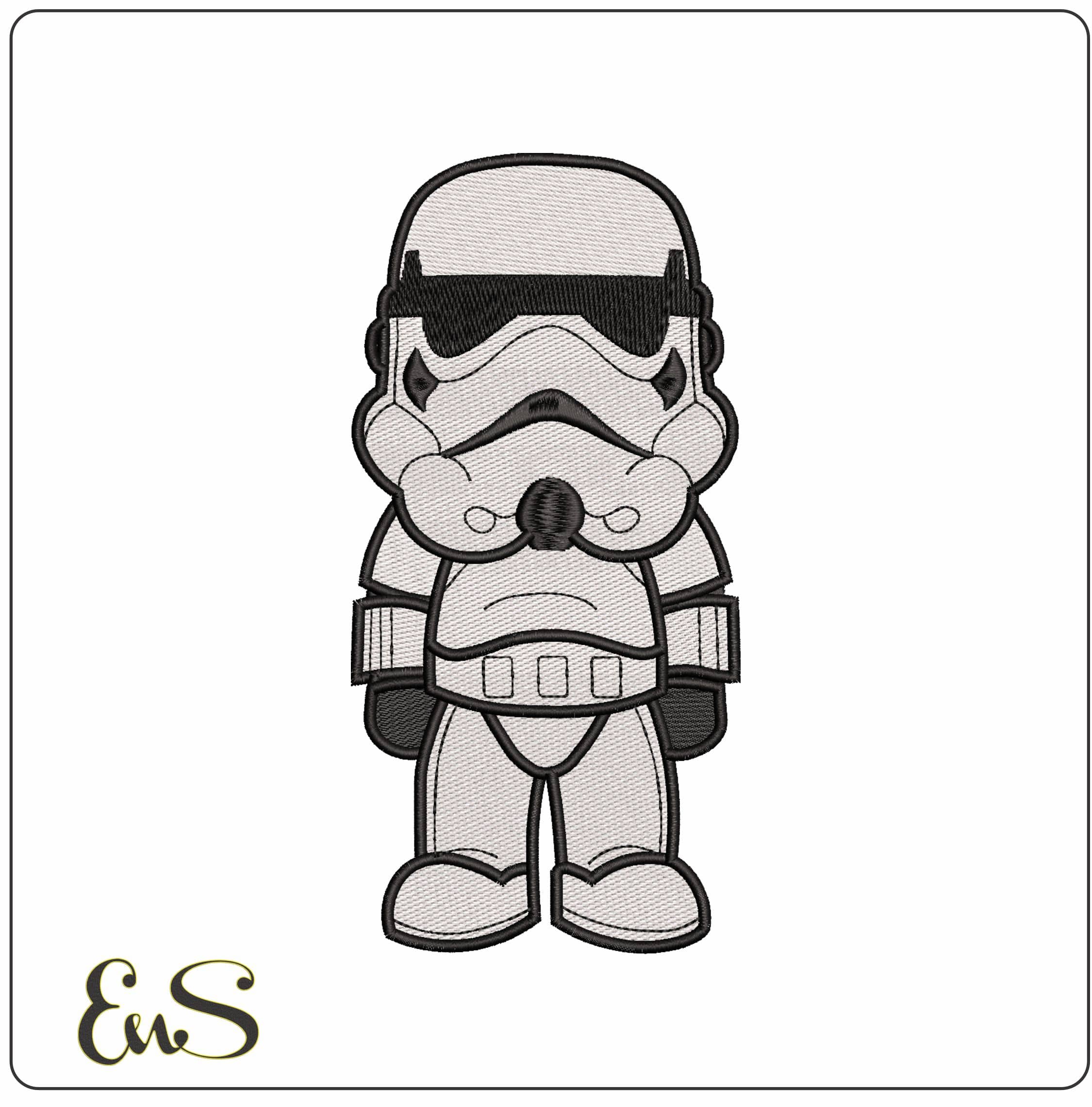Storm Trooper Chibi- Elegant embroidery design file - instant download