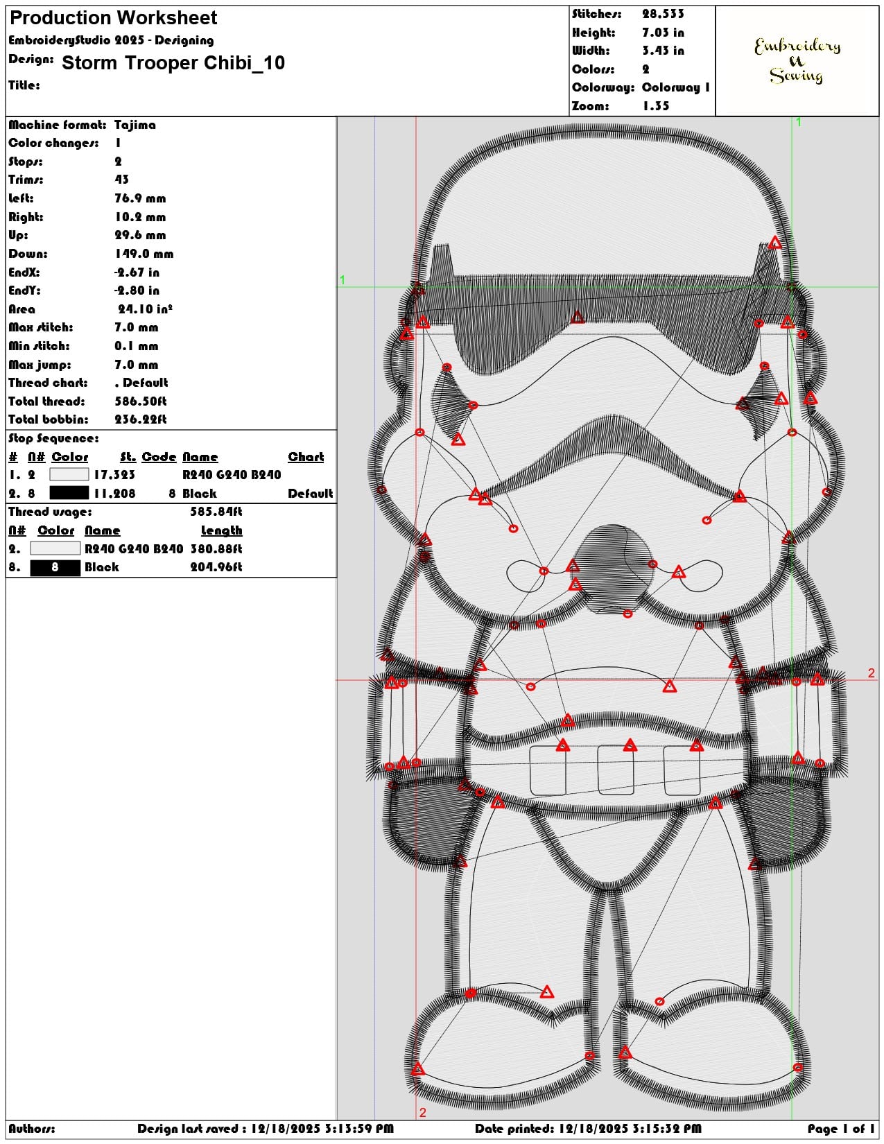 Storm Trooper Chibi- Elegant embroidery design file - instant download — view 3