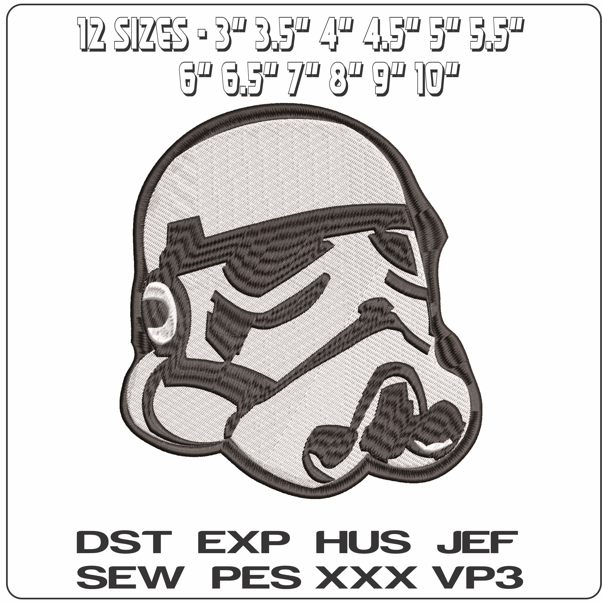 Storm Trooper Helmet- Elegant embroidery design file - instant download — view 2