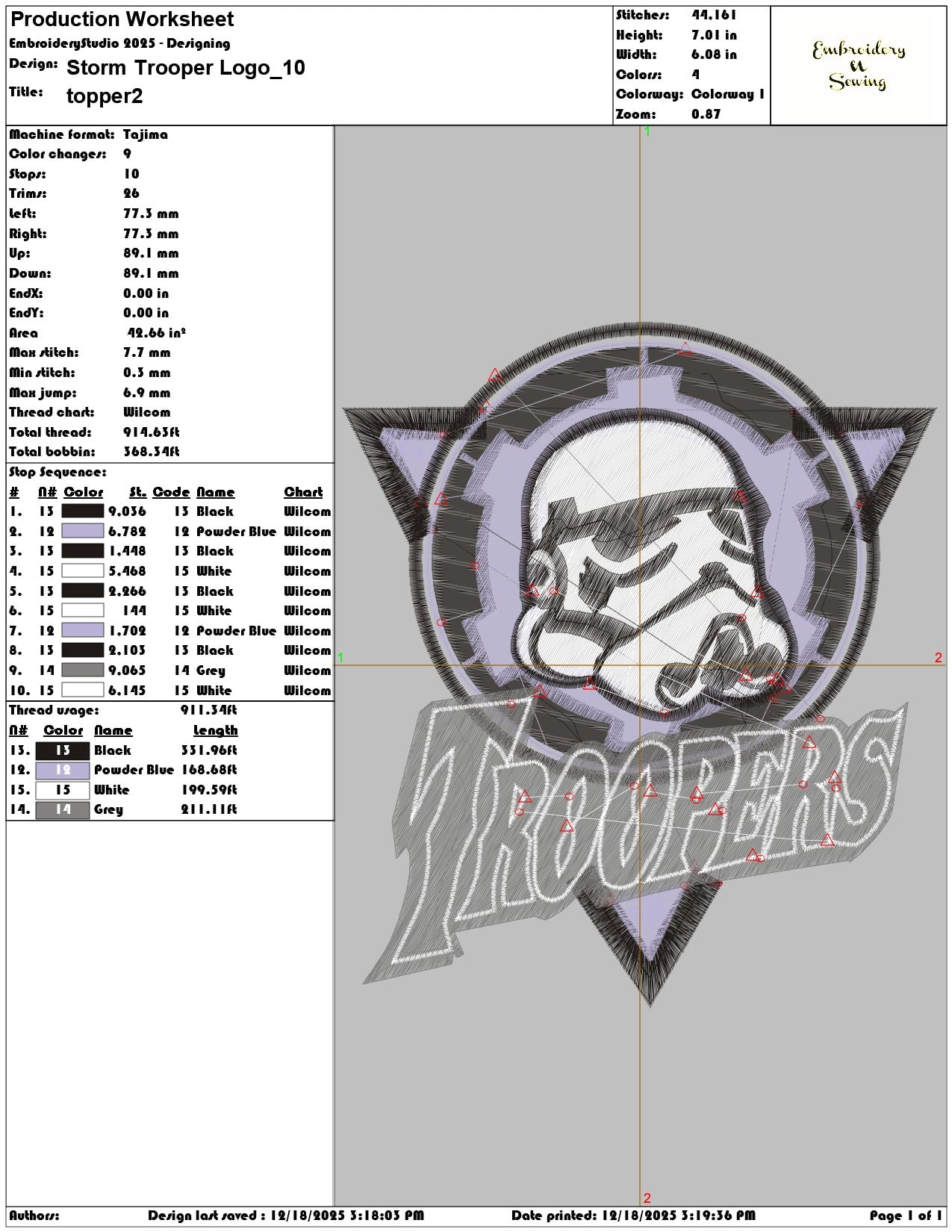 Storm Trooper Logo- Elegant embroidery design file - instant download — view 3