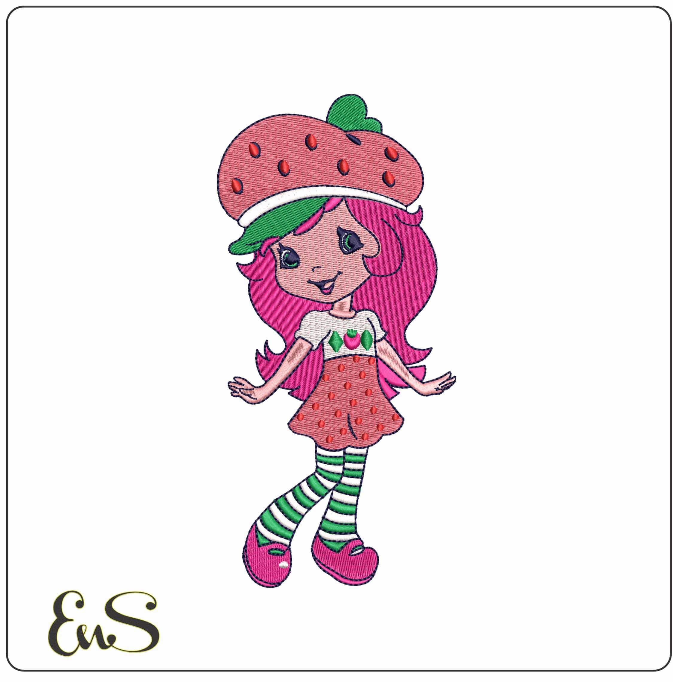 Strawberry Shortcake- Elegant embroidery design file - instant download