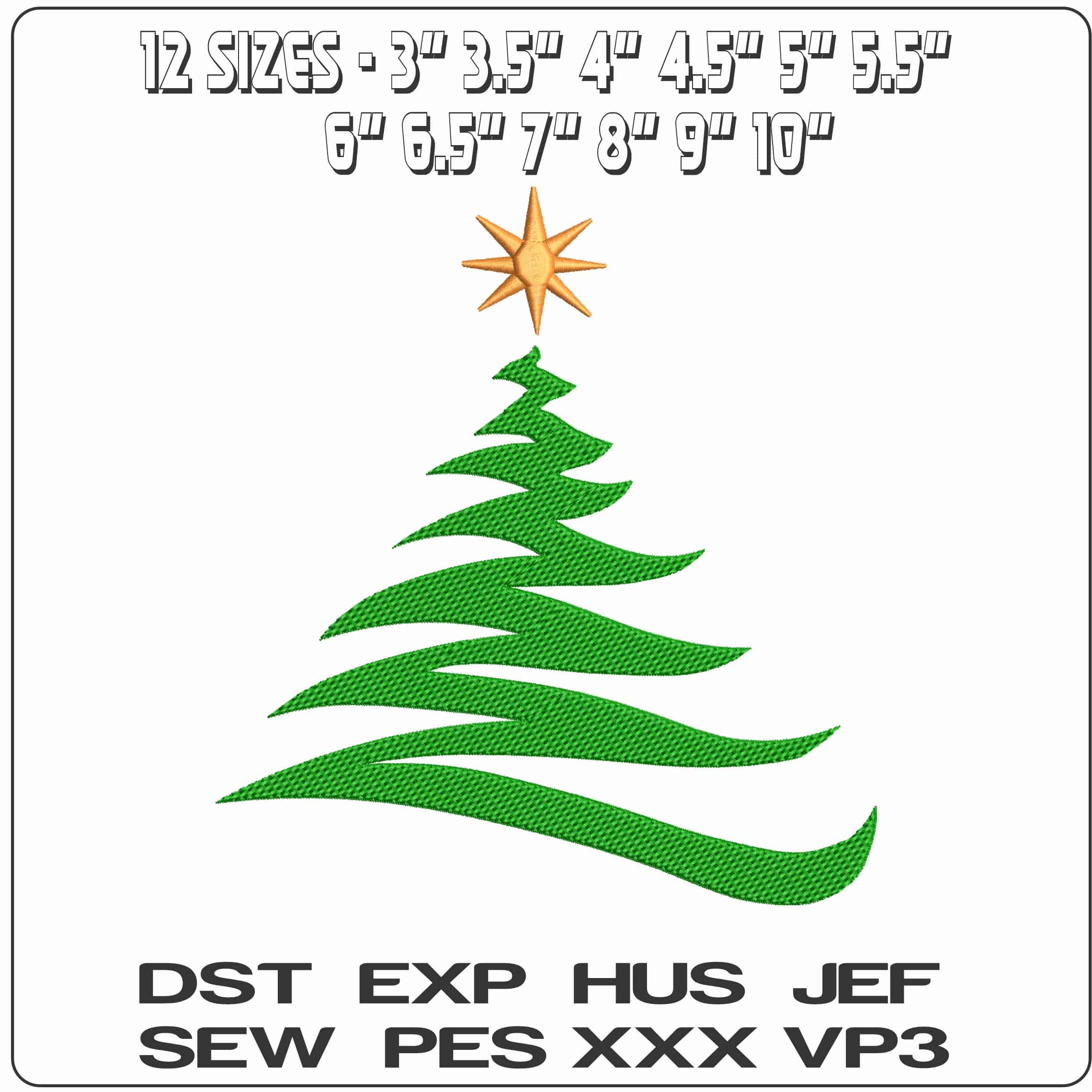 Stylized Christmas Tree- Elegant embroidery design file - instant download — view 2