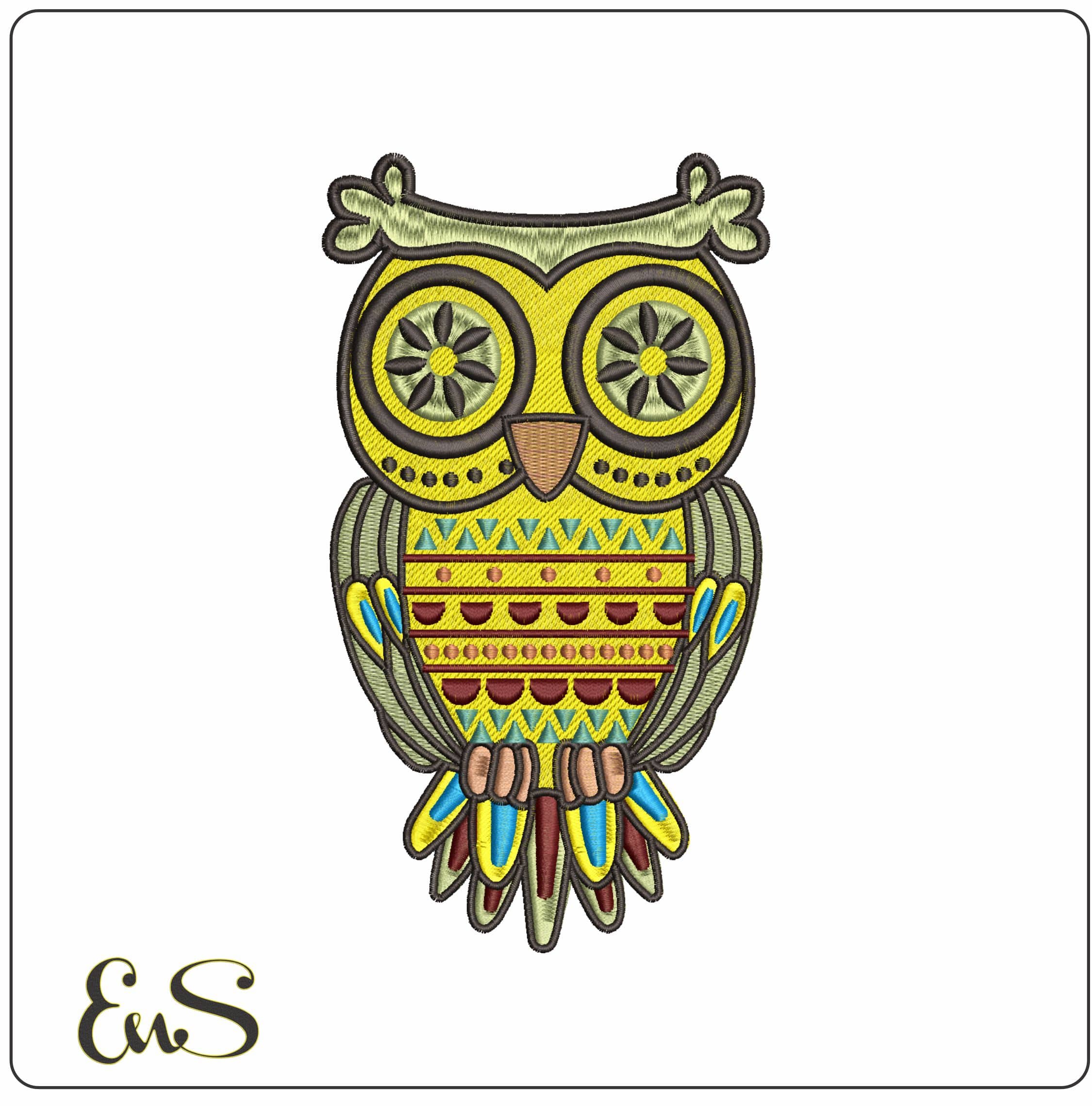Summer Owl- Elegant embroidery design file - instant download