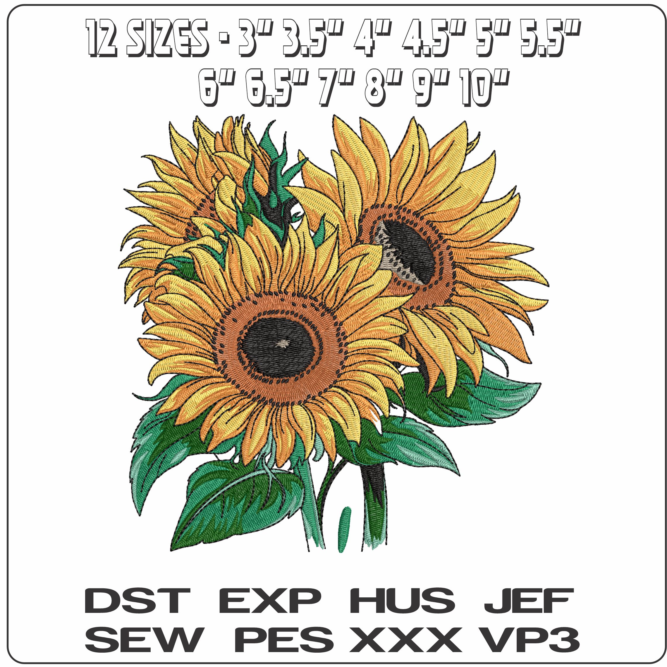 Sunflowers- Elegant embroidery design file - instant download — view 2