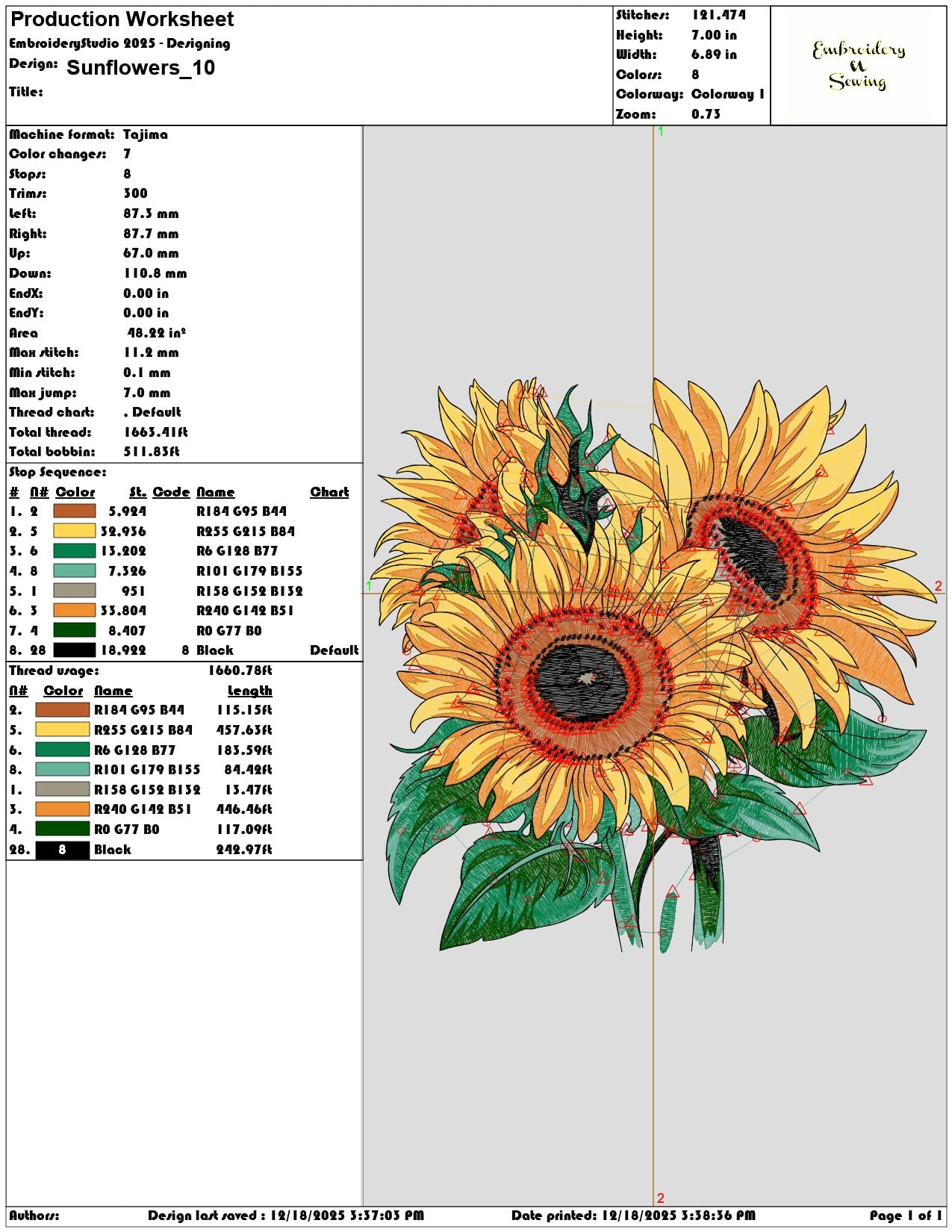 Sunflowers- Elegant embroidery design file - instant download — view 3