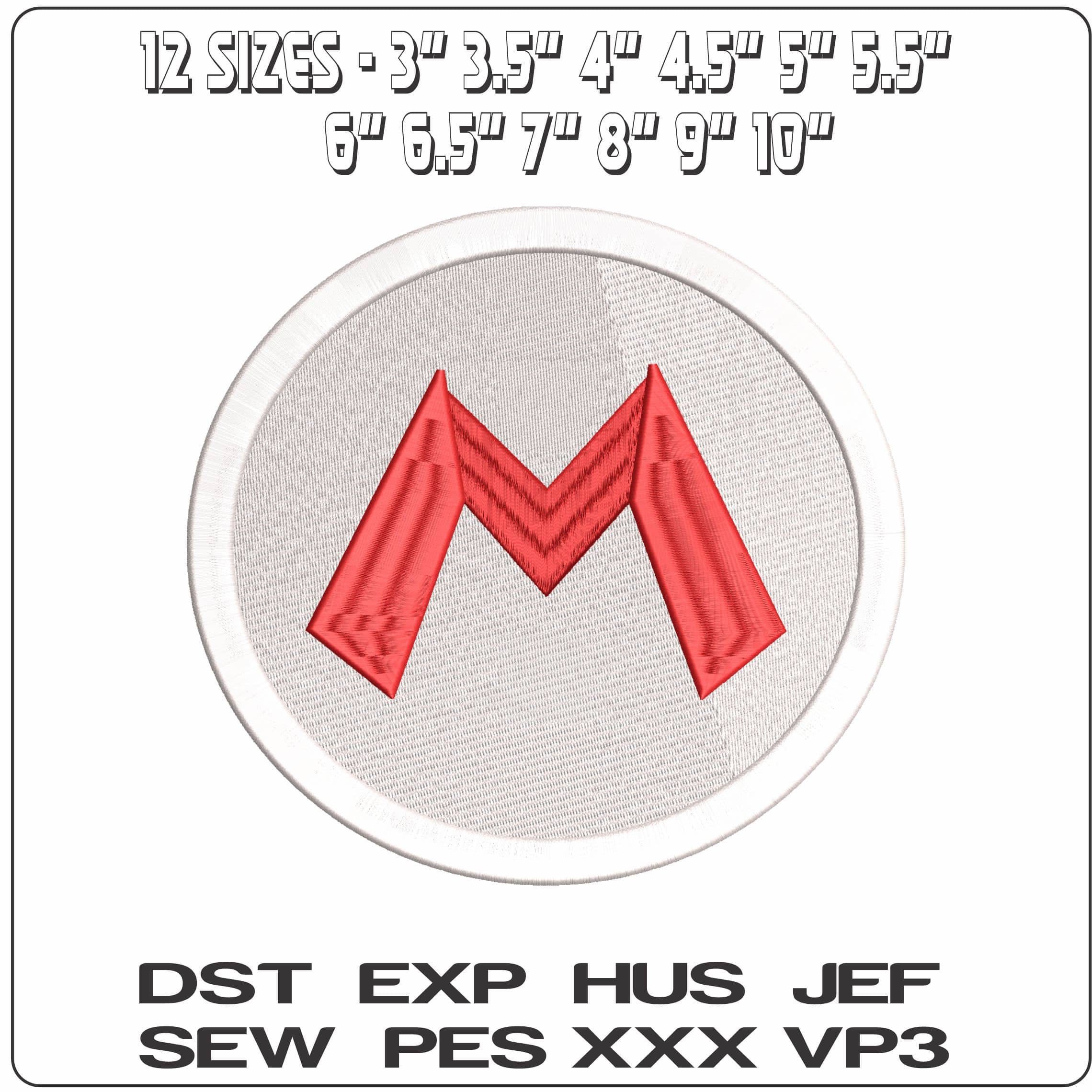 Super Mario Emblem- Elegant embroidery design file - instant download — view 2