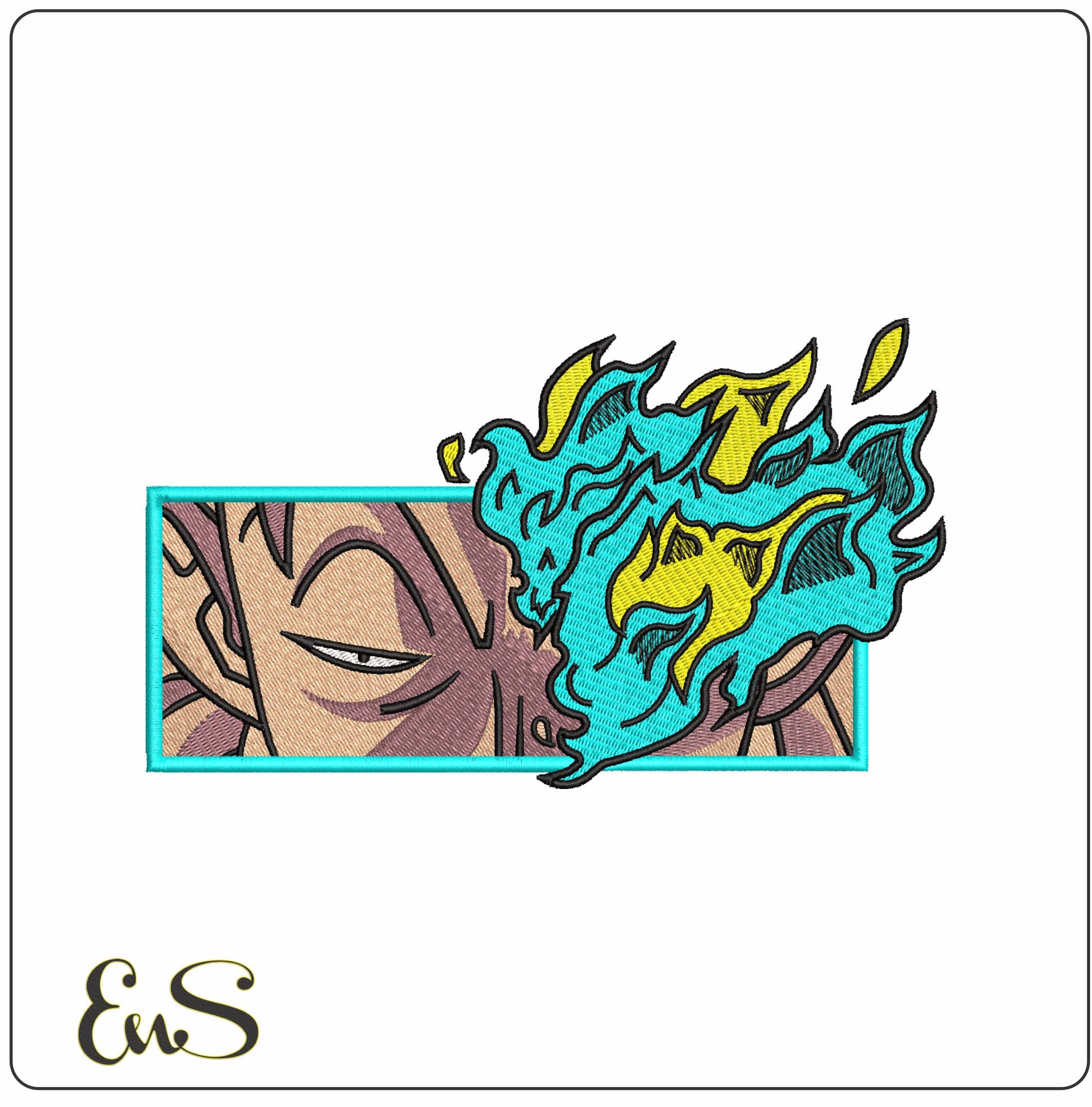 Super Saiyan blue and Yellow flames Anime- Elegant embroidery design file - instant download