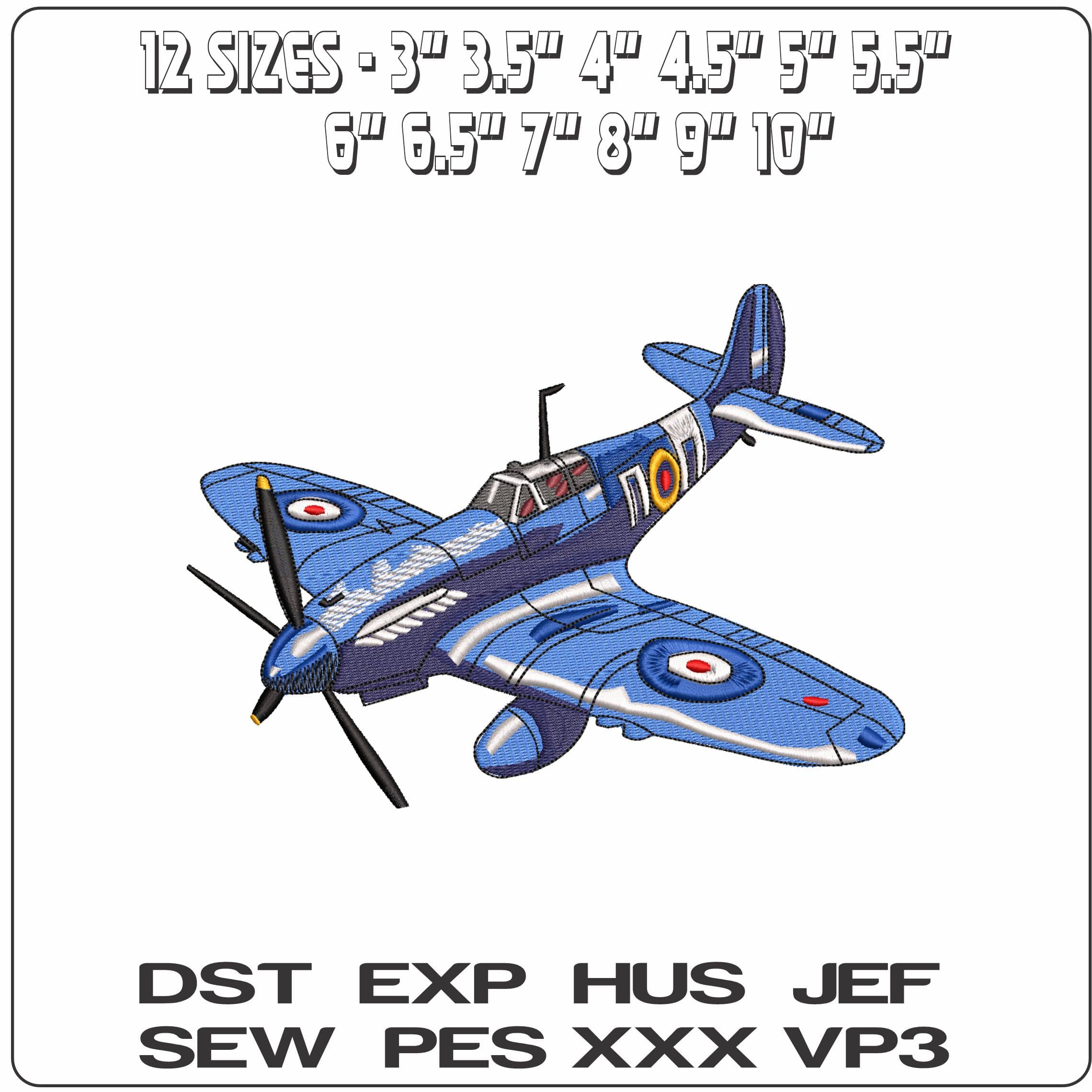 Supermarine Spitfire- Elegant embroidery design file - instant download — view 2