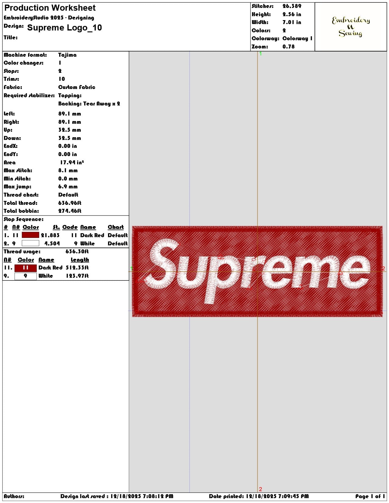 Supreme Logo- Elegant embroidery design file - instant download — view 3