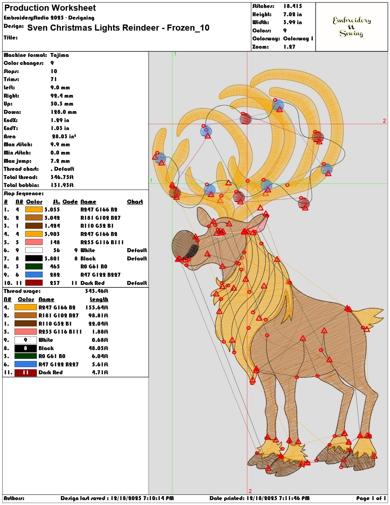 Sven Christmas Lights Reindeer Frozen- Elegant embroidery design file - instant download — view 3