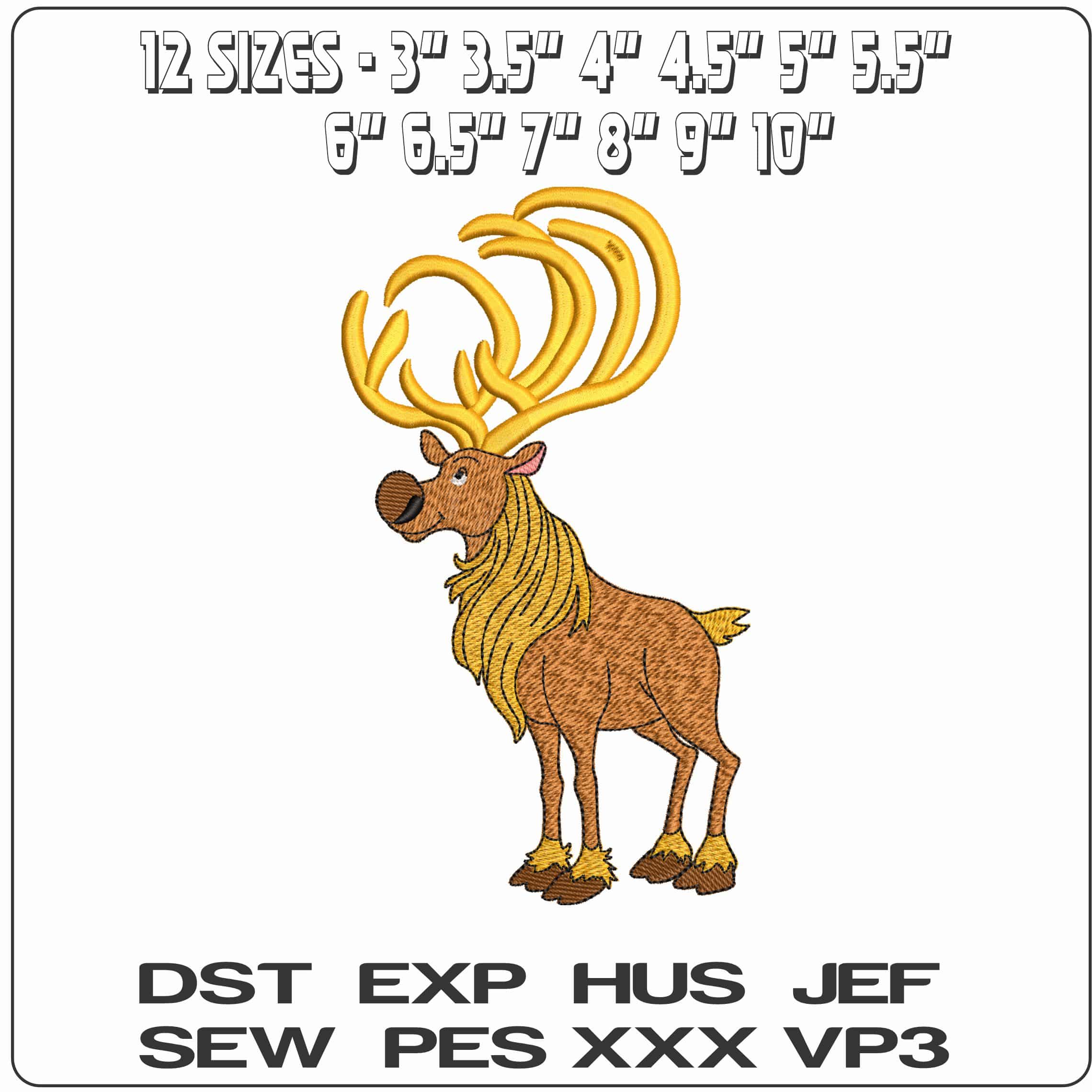 Sven Christmas Reindeer Frozen- Elegant embroidery design file - instant download — view 2
