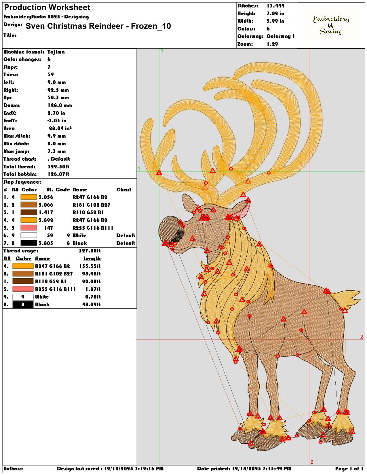Sven Christmas Reindeer Frozen- Elegant embroidery design file - instant download — view 3